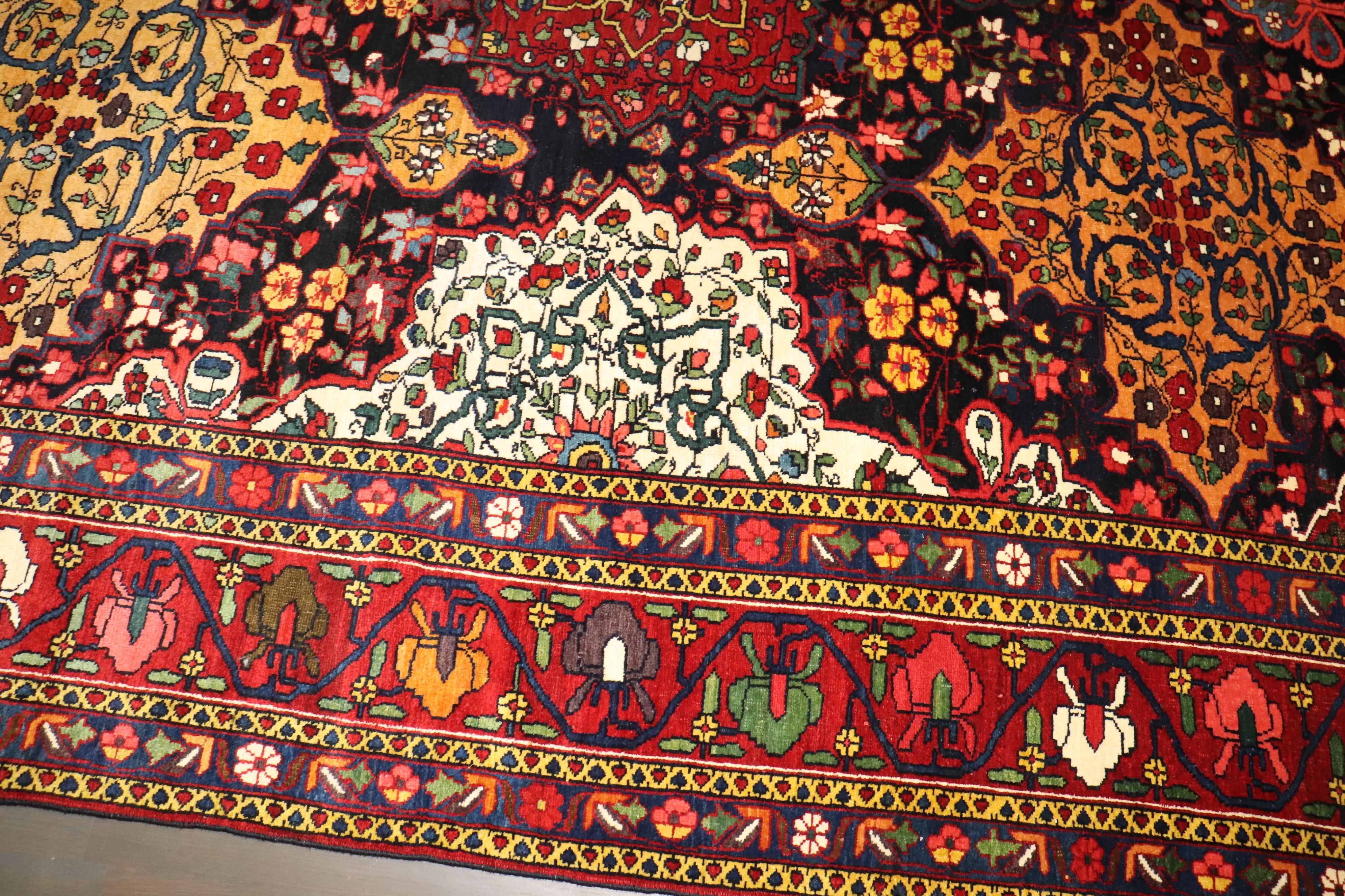 Hand-Knotted Zabihi Collection jewel Toned Persian Bakhtiari Carpet