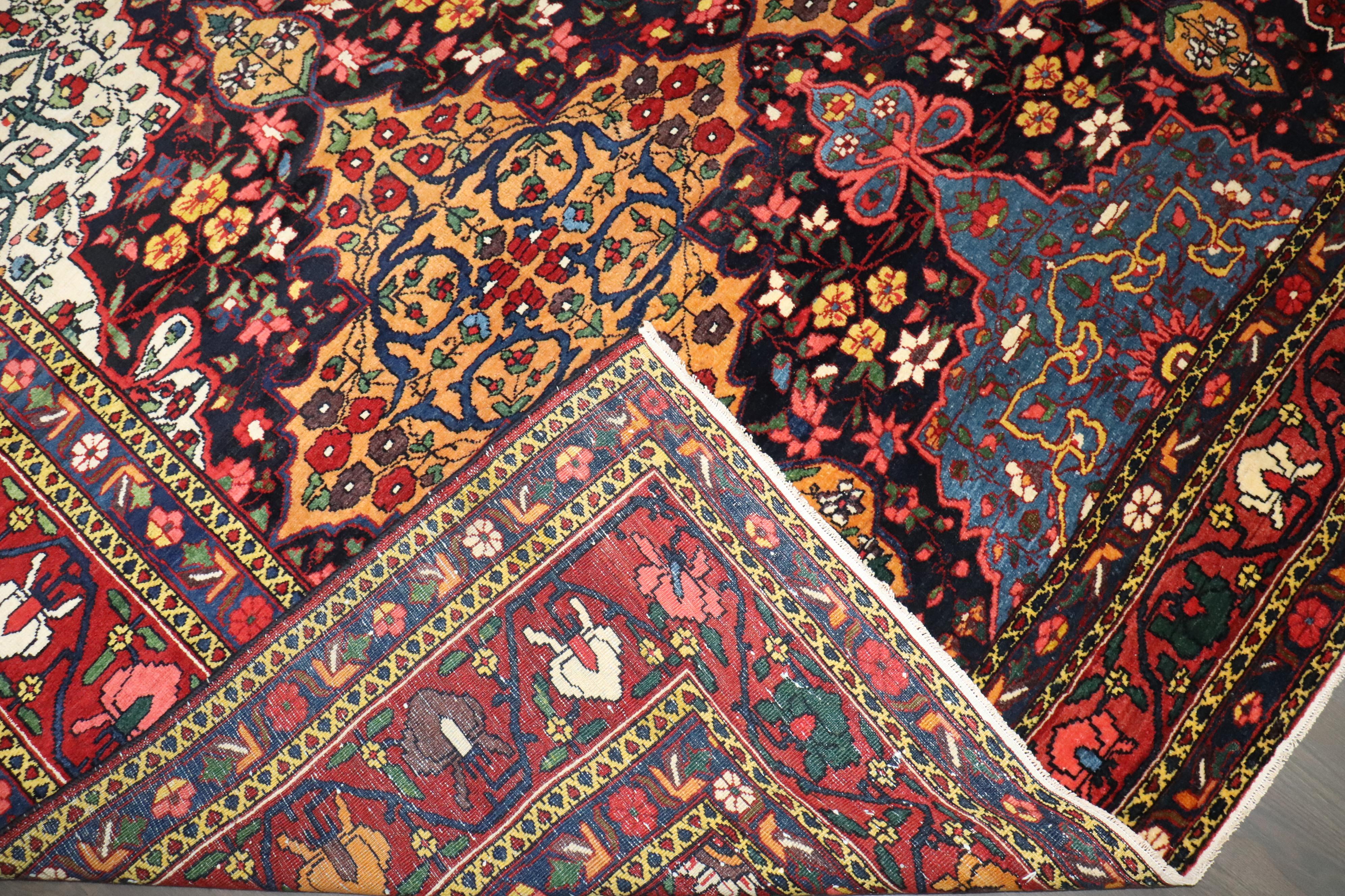 Zabihi Collection jewel Toned Persian Bakhtiari Carpet In Good Condition In New York, NY
