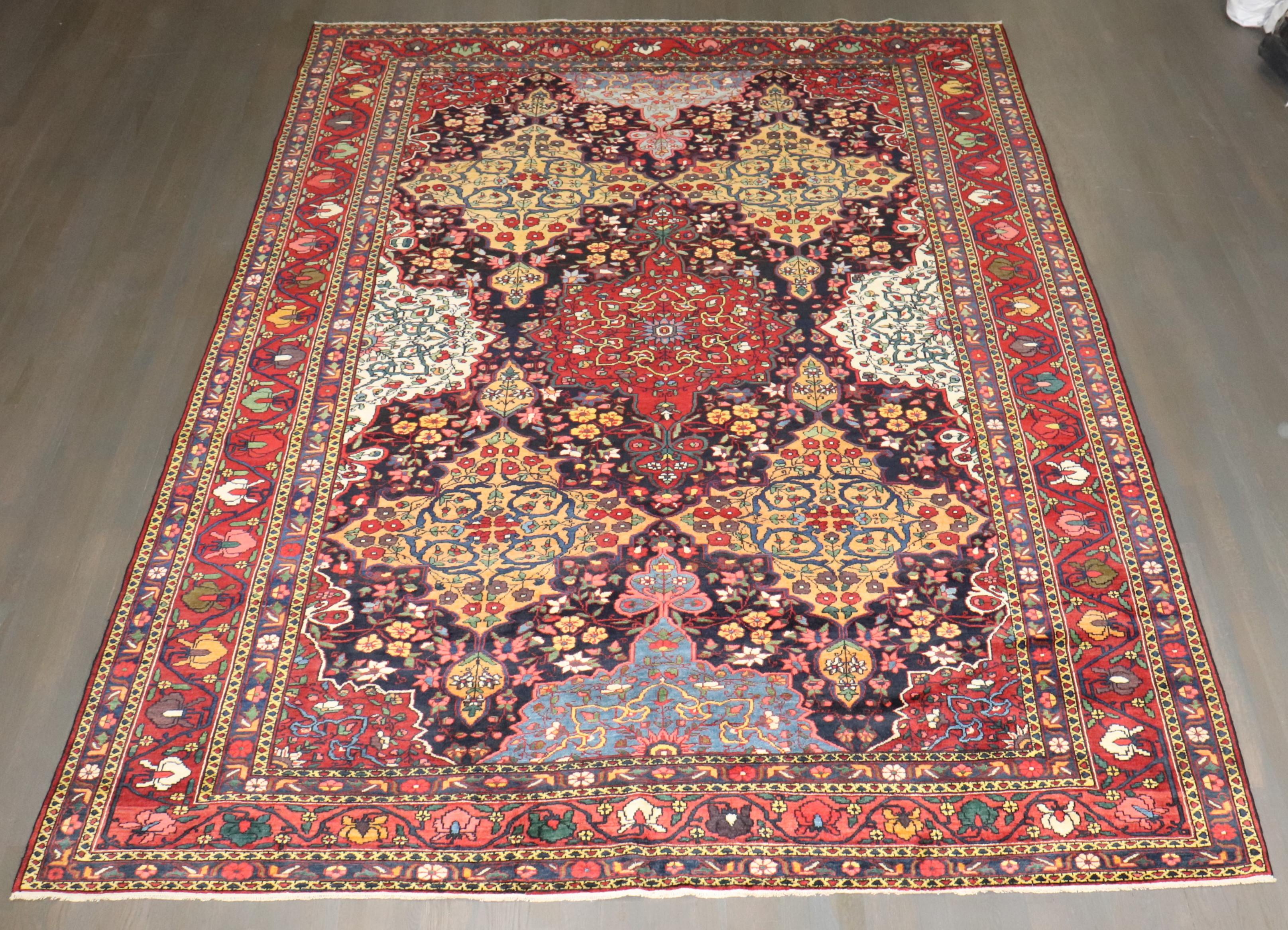 Wool Zabihi Collection jewel Toned Persian Bakhtiari Carpet