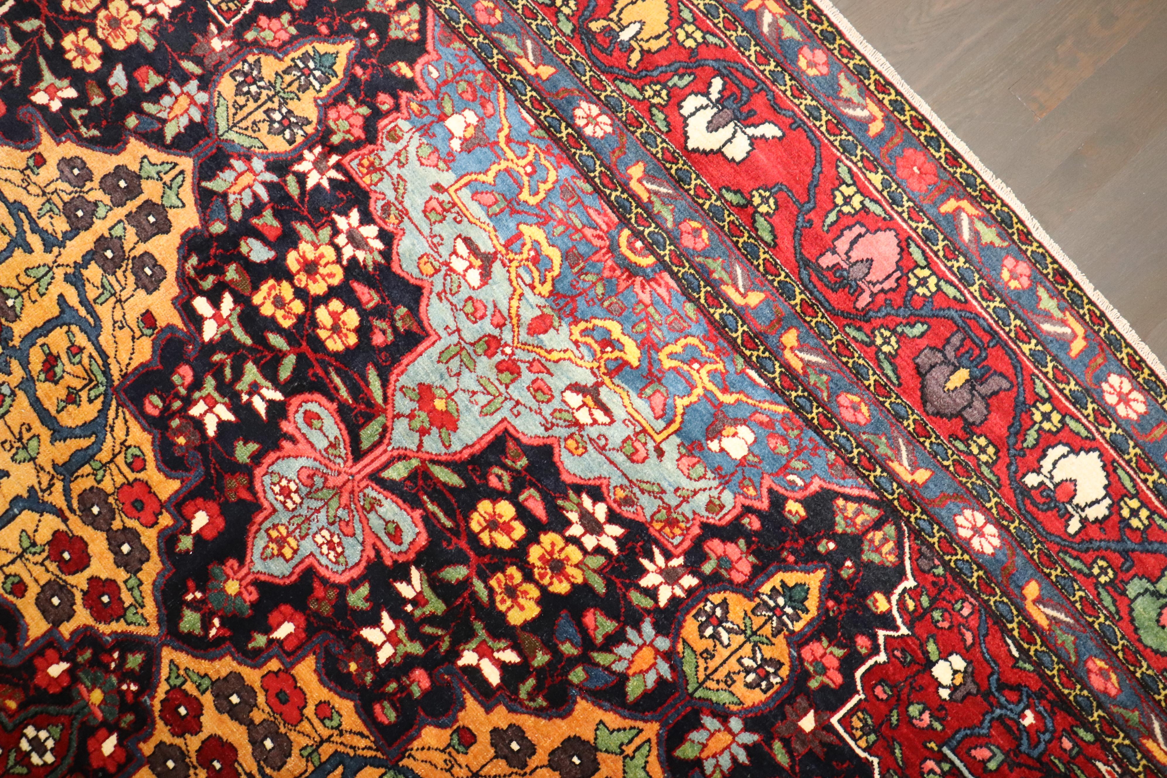 Zabihi Collection jewel Toned Persian Bakhtiari Carpet 1