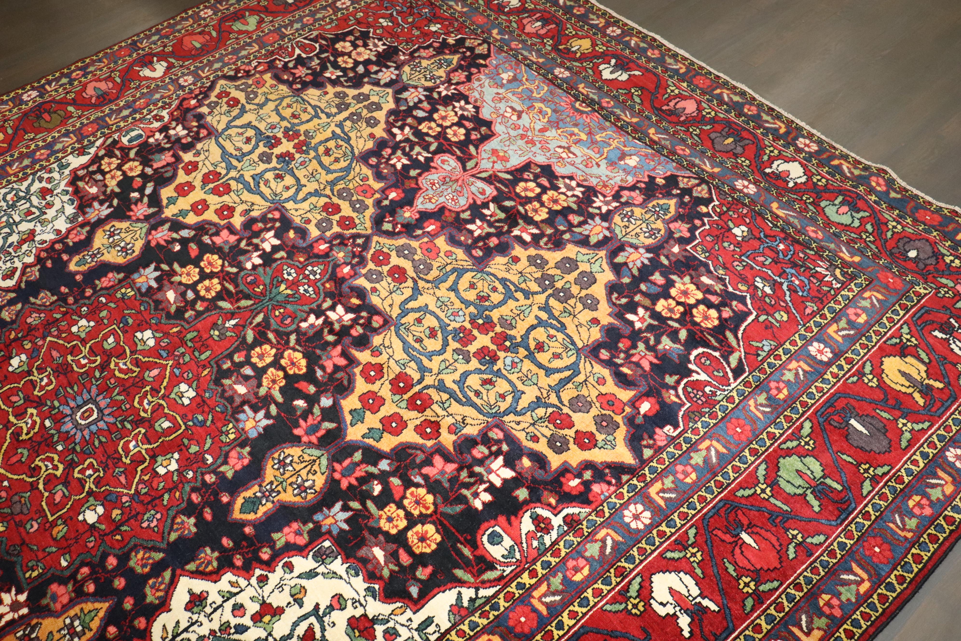 Zabihi Collection jewel Toned Persian Bakhtiari Carpet 2