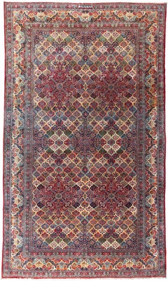 Zabihi Collection Jewel Toned Signed Oversize Persian Kashan Rug