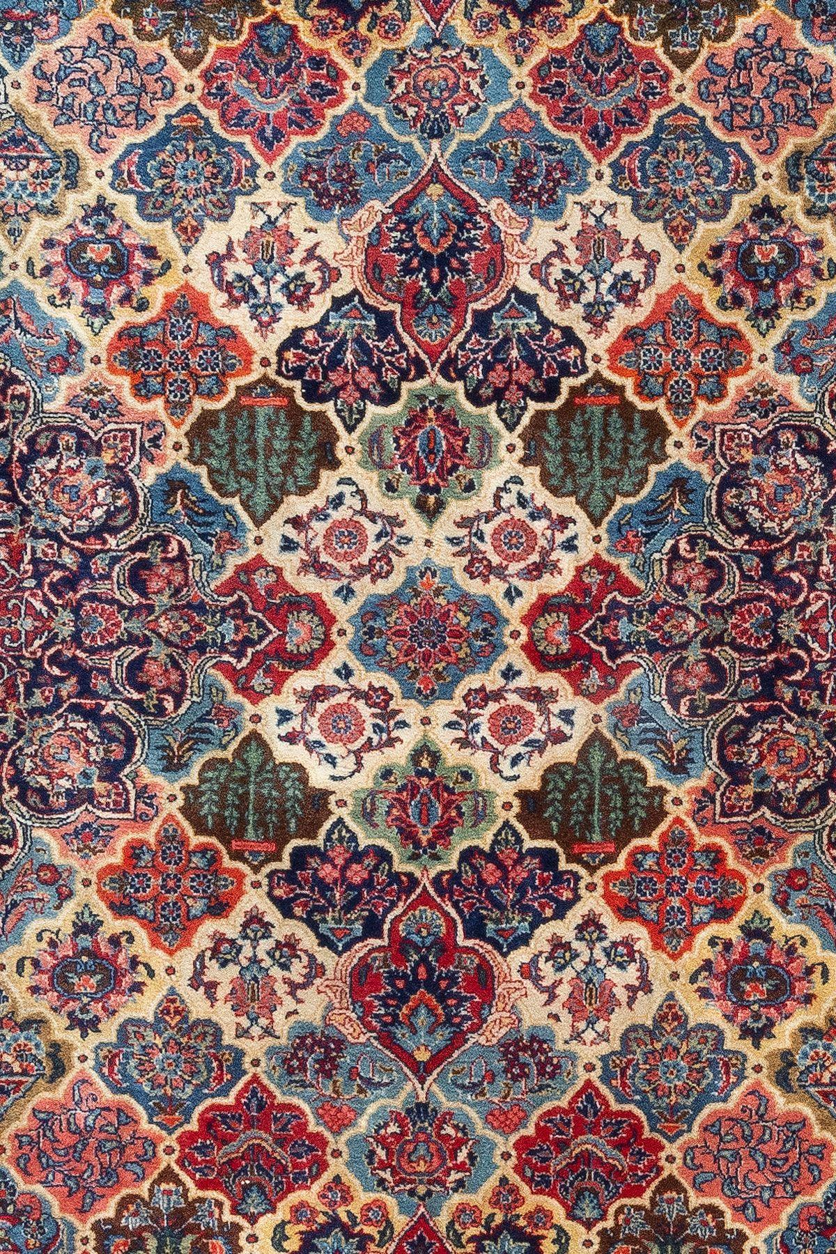 Zabihi Collection Jewel Toned Signed Oversize Persian Kashan Rug In Good Condition For Sale In New York, NY