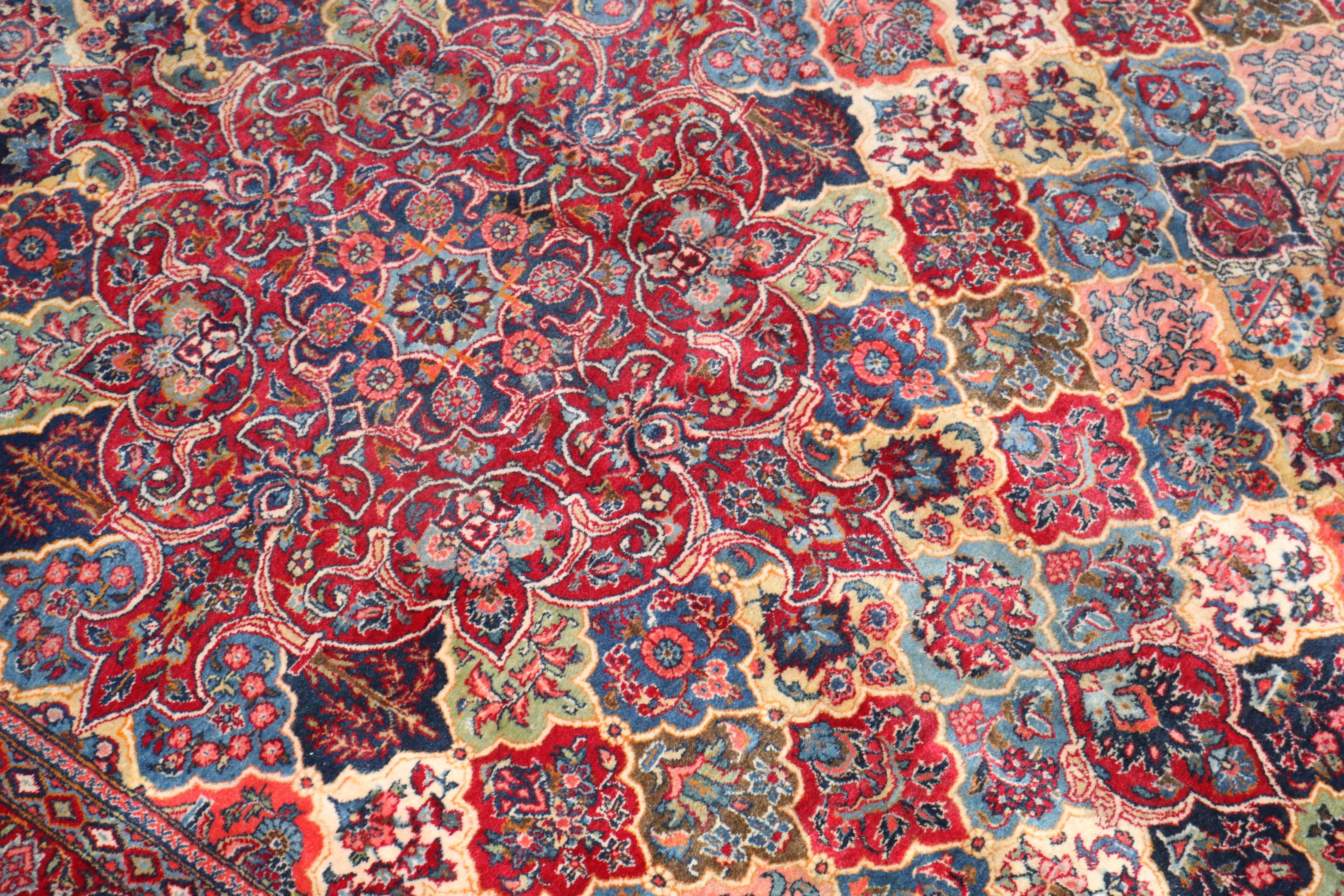 Zabihi Collection Jewel Toned Signed Oversize Persian Kashan Rug For Sale 2