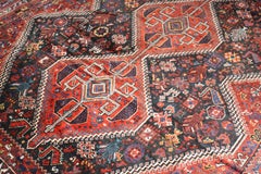 Zabihi Collection Jewel Toned Tribal Antique Shiraz Rug, 7'7'' x 10'2''