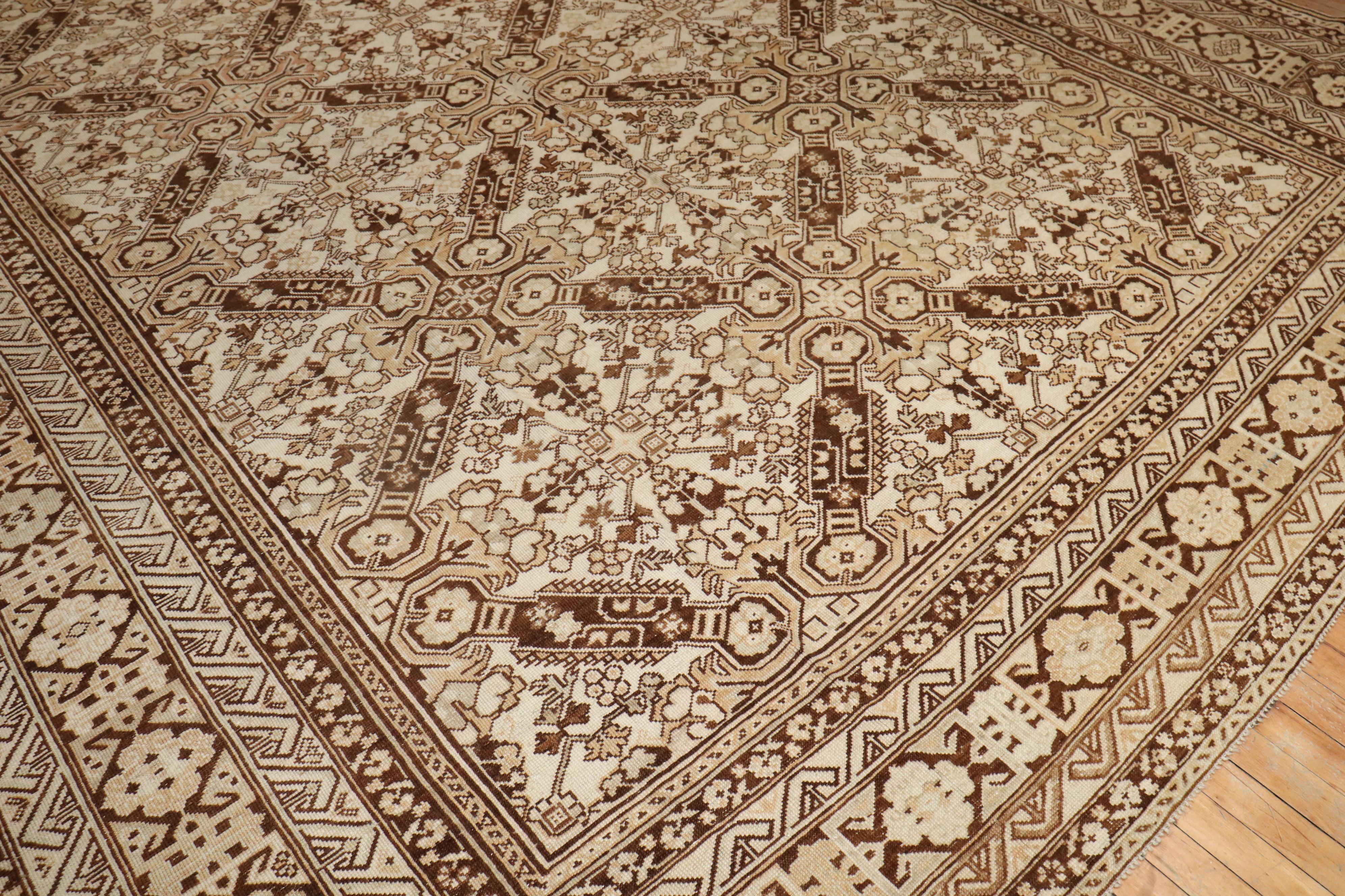 Hand-Knotted Zabihi Collection Keyhole Ersari Large Rug For Sale