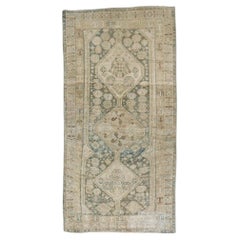 Antique Zabihi Collection Khaki Green Persian Kurd Scatter Size Rug