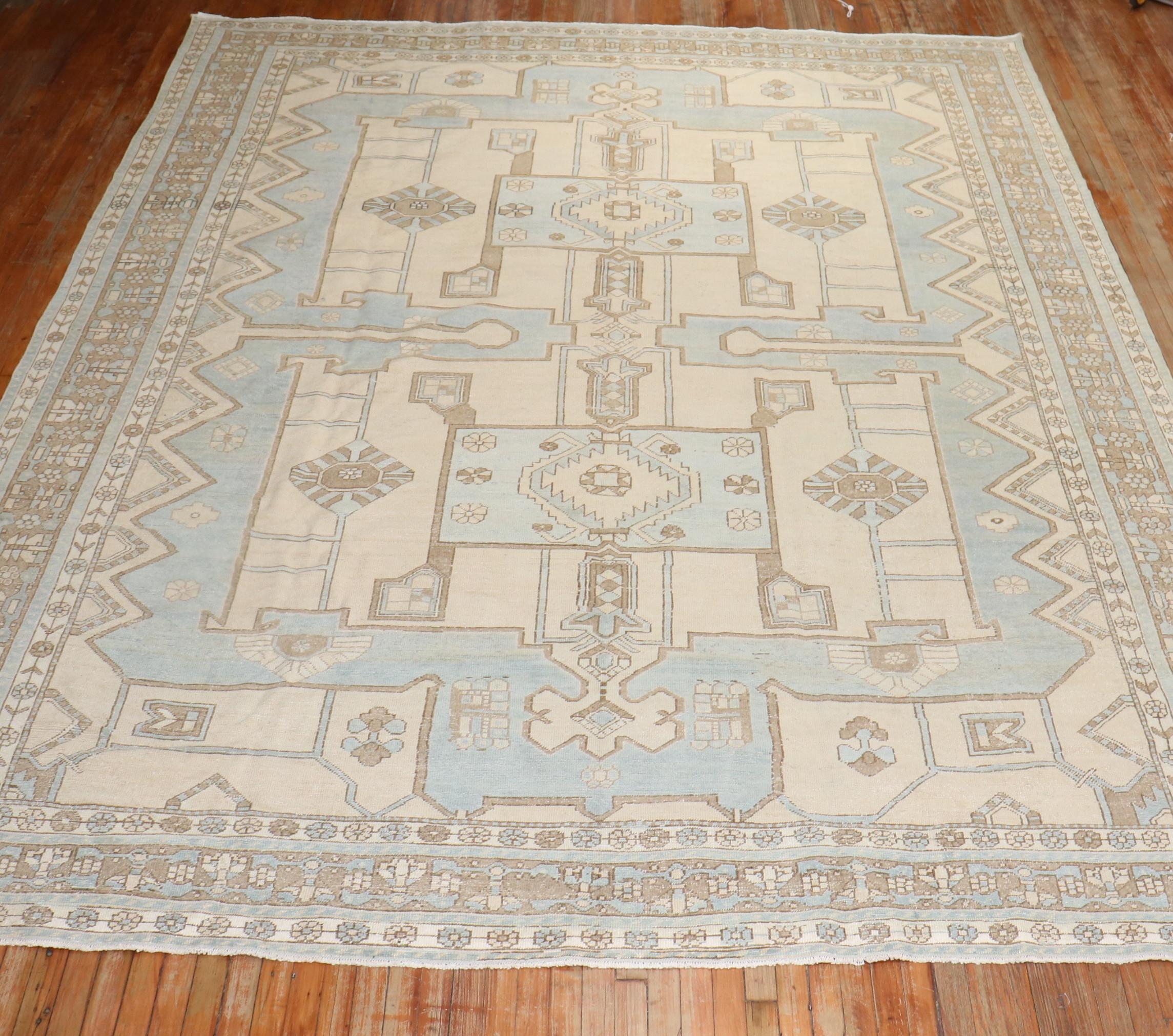 Persiano Tappeto persiano Zabihi Collection Khaki Light Blue in vendita