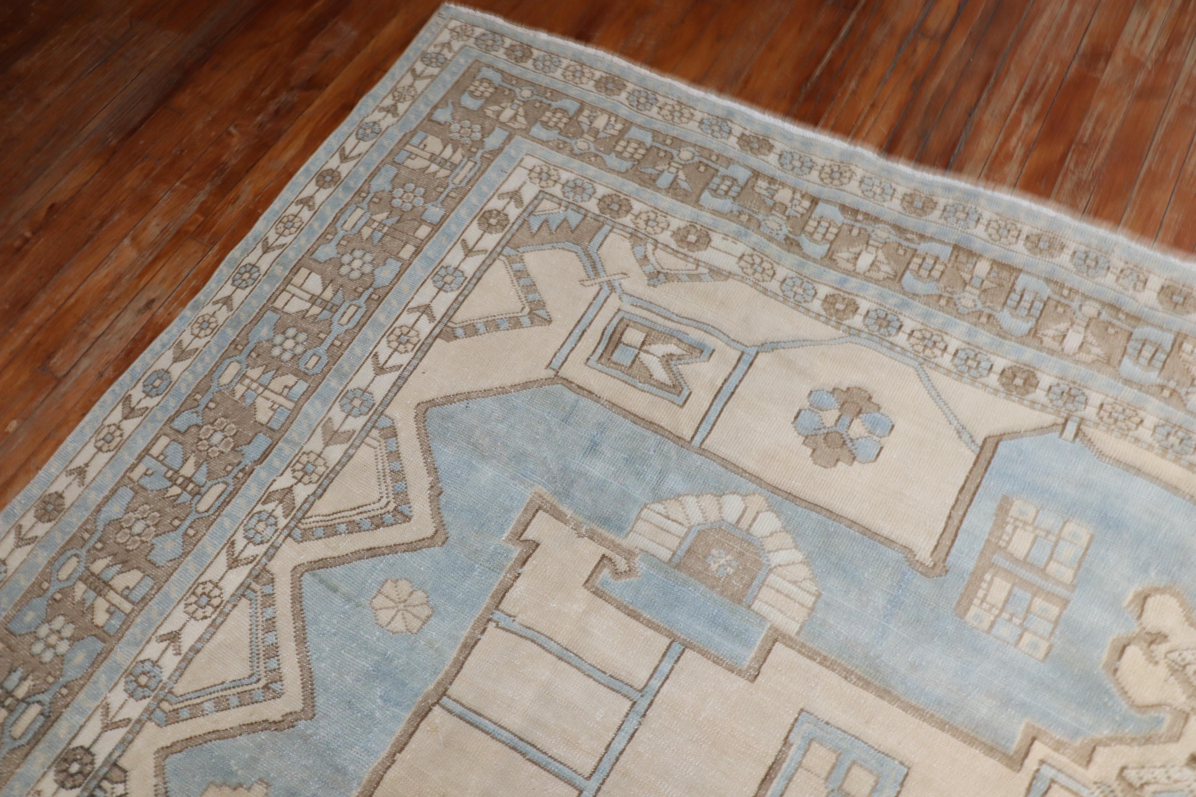 Tappeto persiano Zabihi Collection Khaki Light Blue in vendita 1