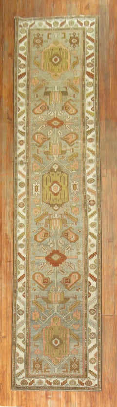 Zabihi Collection Kurd Bidjar Long Gray Antique Runner