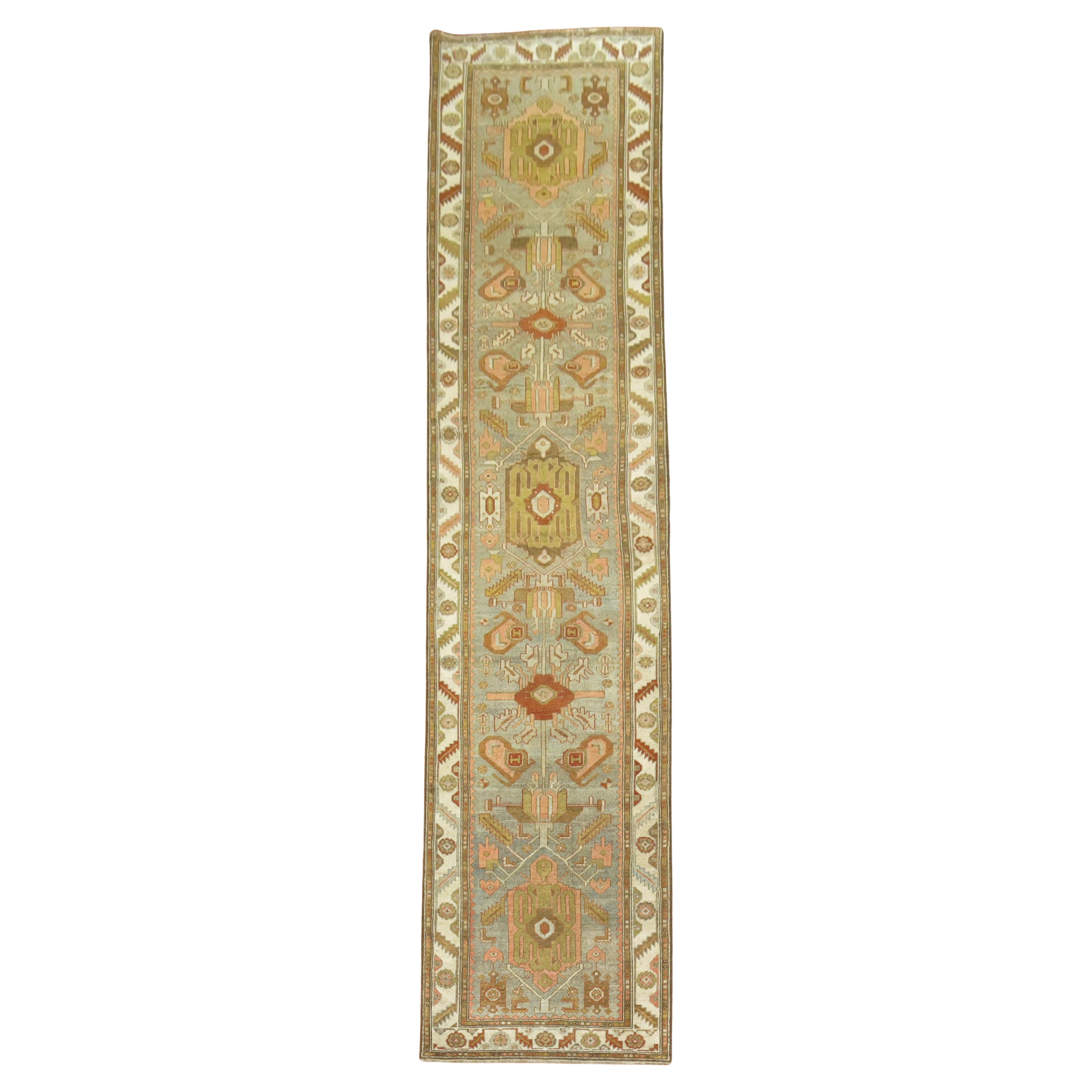 Zabihi Collection Kurd Bidjar Long Gray Antique Runner
