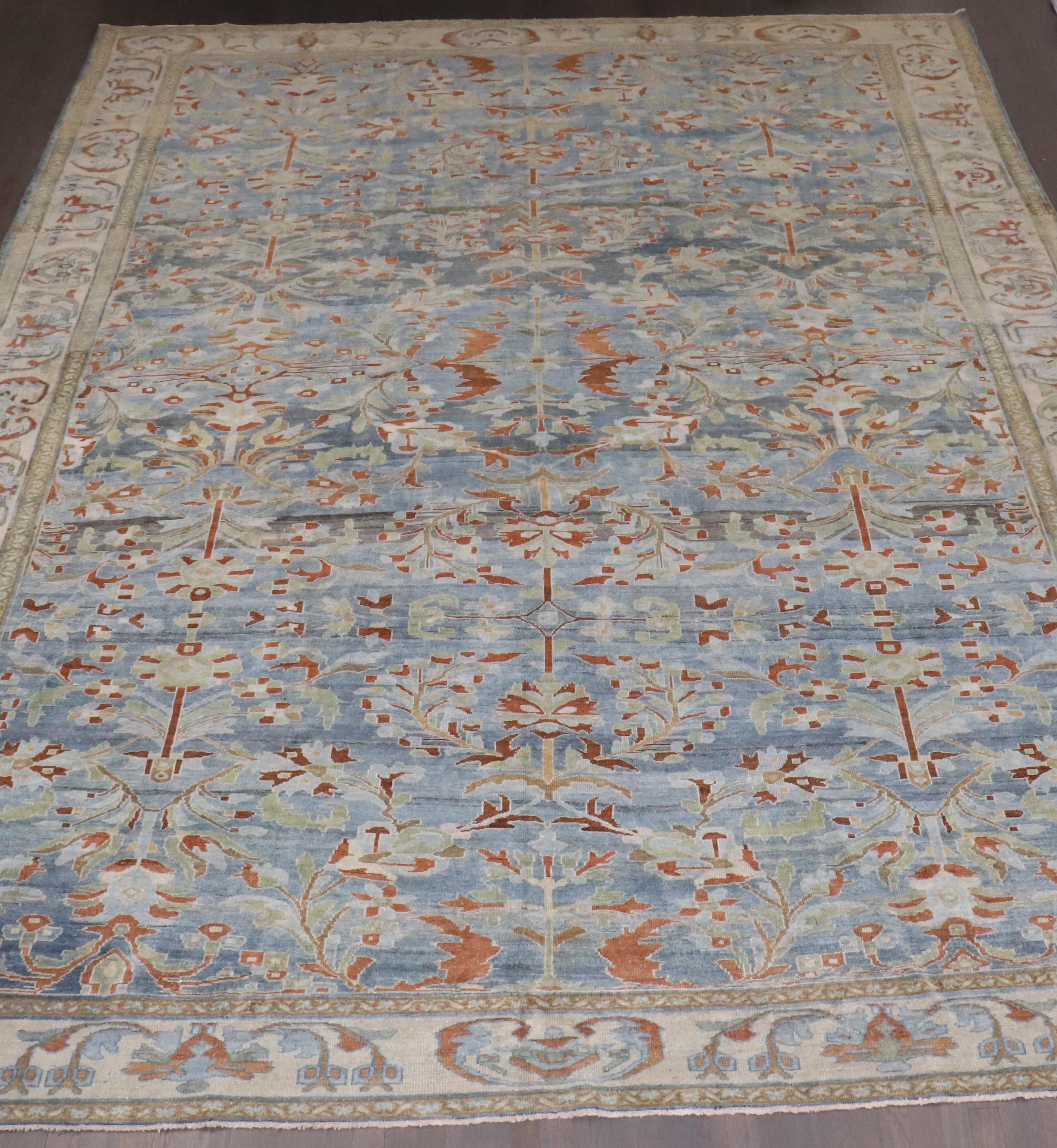 Annodato a mano Zabihi Collection'S Tappeto grande blu antico persiano Malayer in vendita