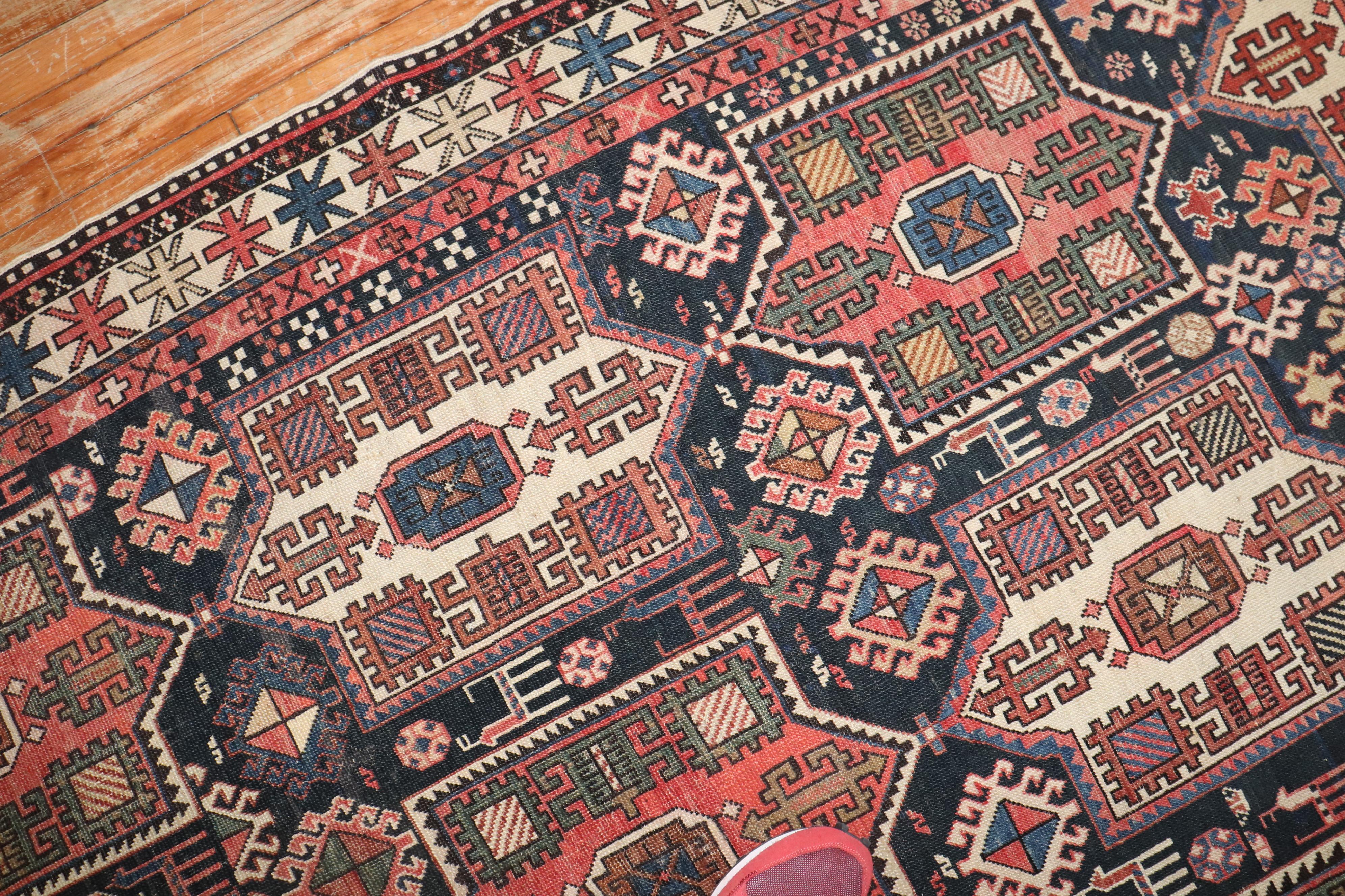 Zabihi Collection Large Antique Caucasian Tribal Rug For Sale 5