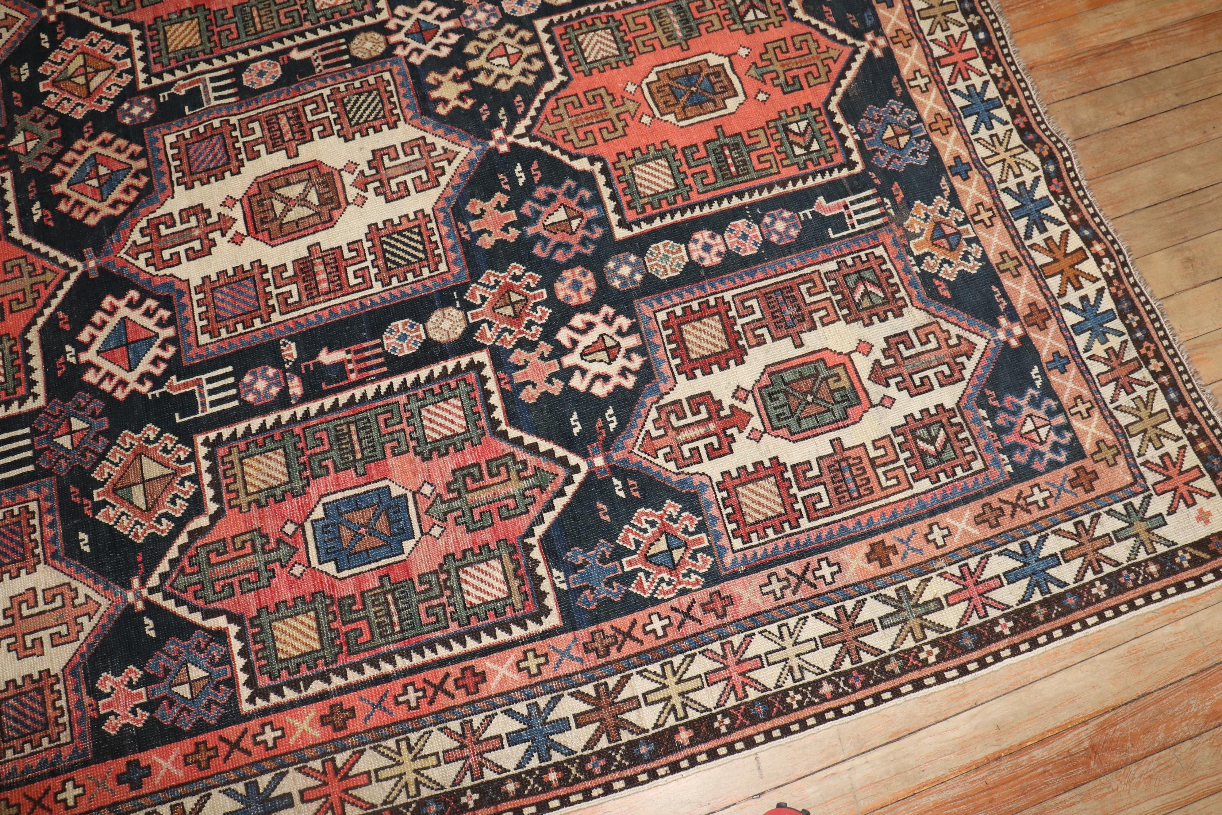 Zabihi Collection Large Antique Caucasian Tribal Rug For Sale 7