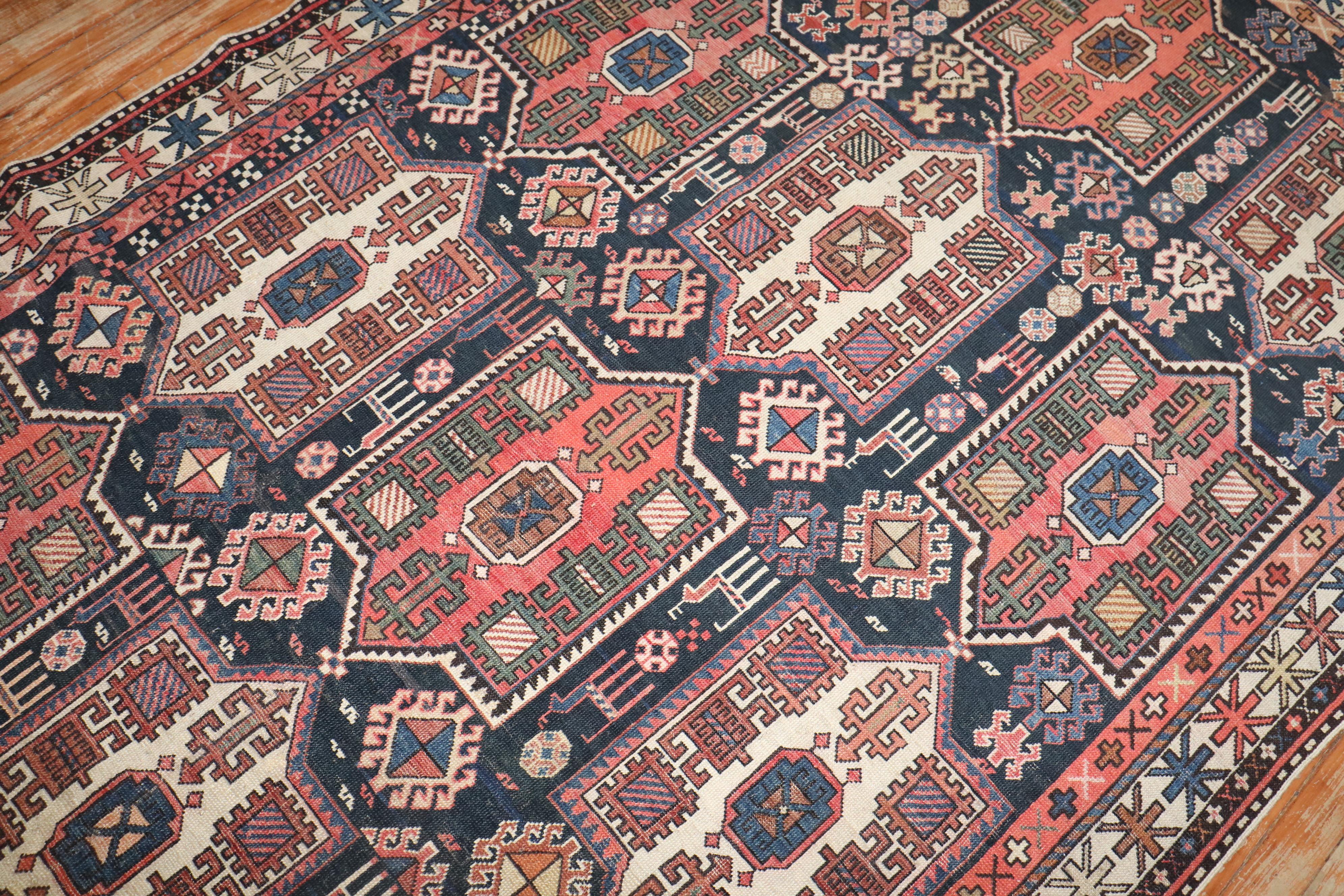 20th Century Zabihi Collection Large Antique Caucasian Tribal Rug For Sale