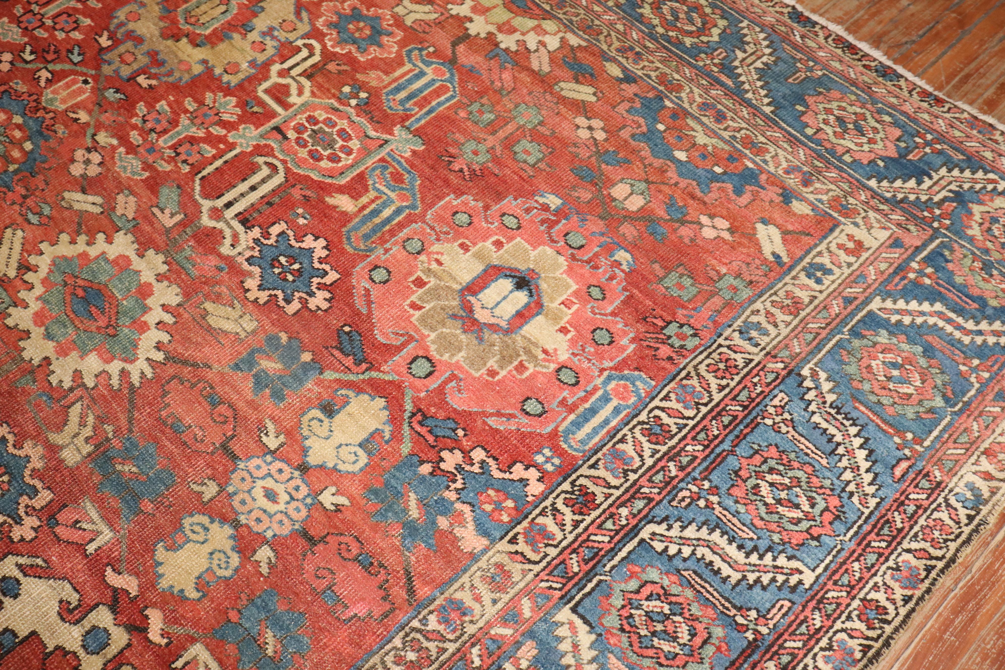 Zabihi Collection Large Antique Persian Heriz Rug For Sale 3