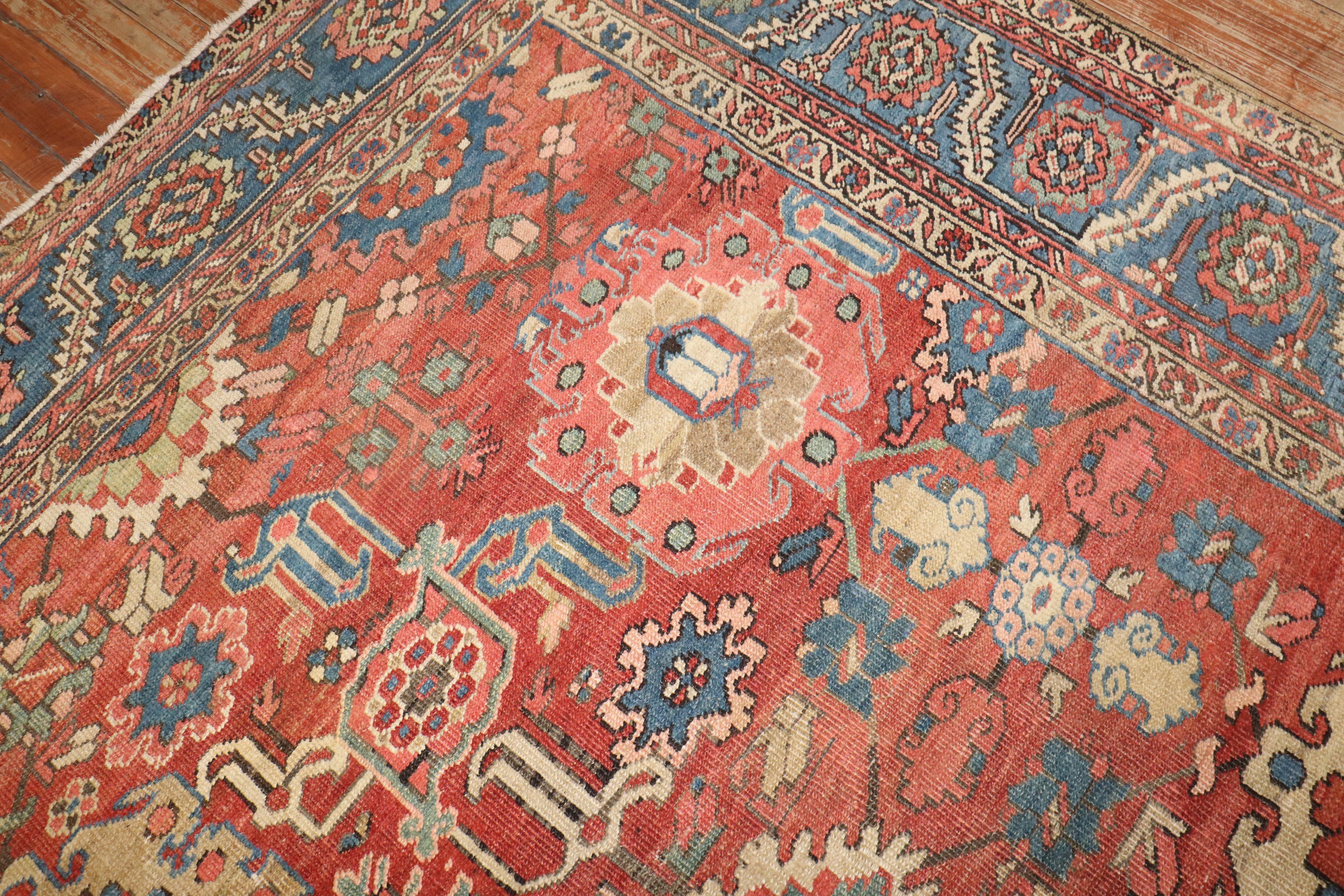 Zabihi Collection Large Antique Persian Heriz Rug For Sale 5