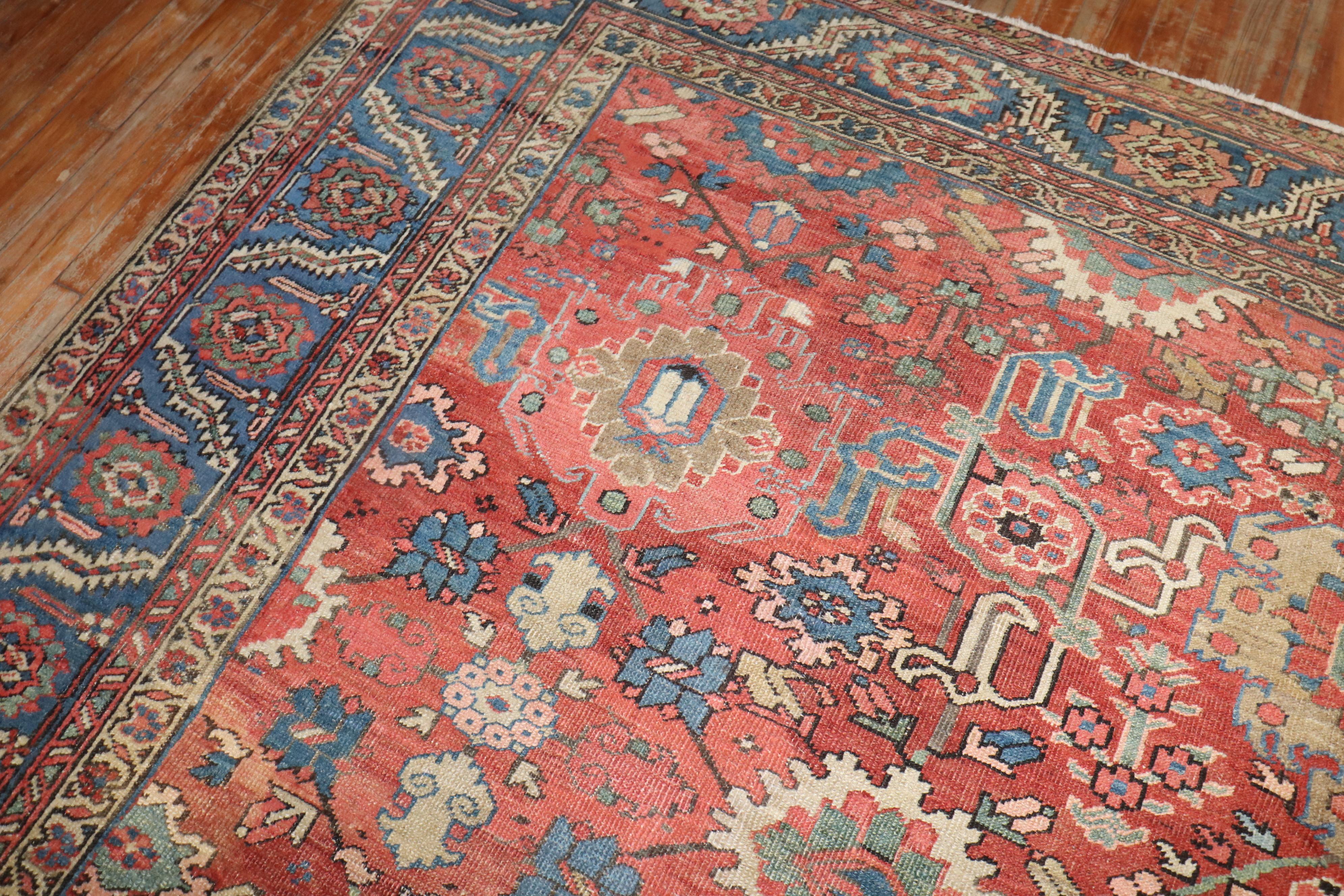 20th Century Zabihi Collection Large Antique Persian Heriz Rug For Sale