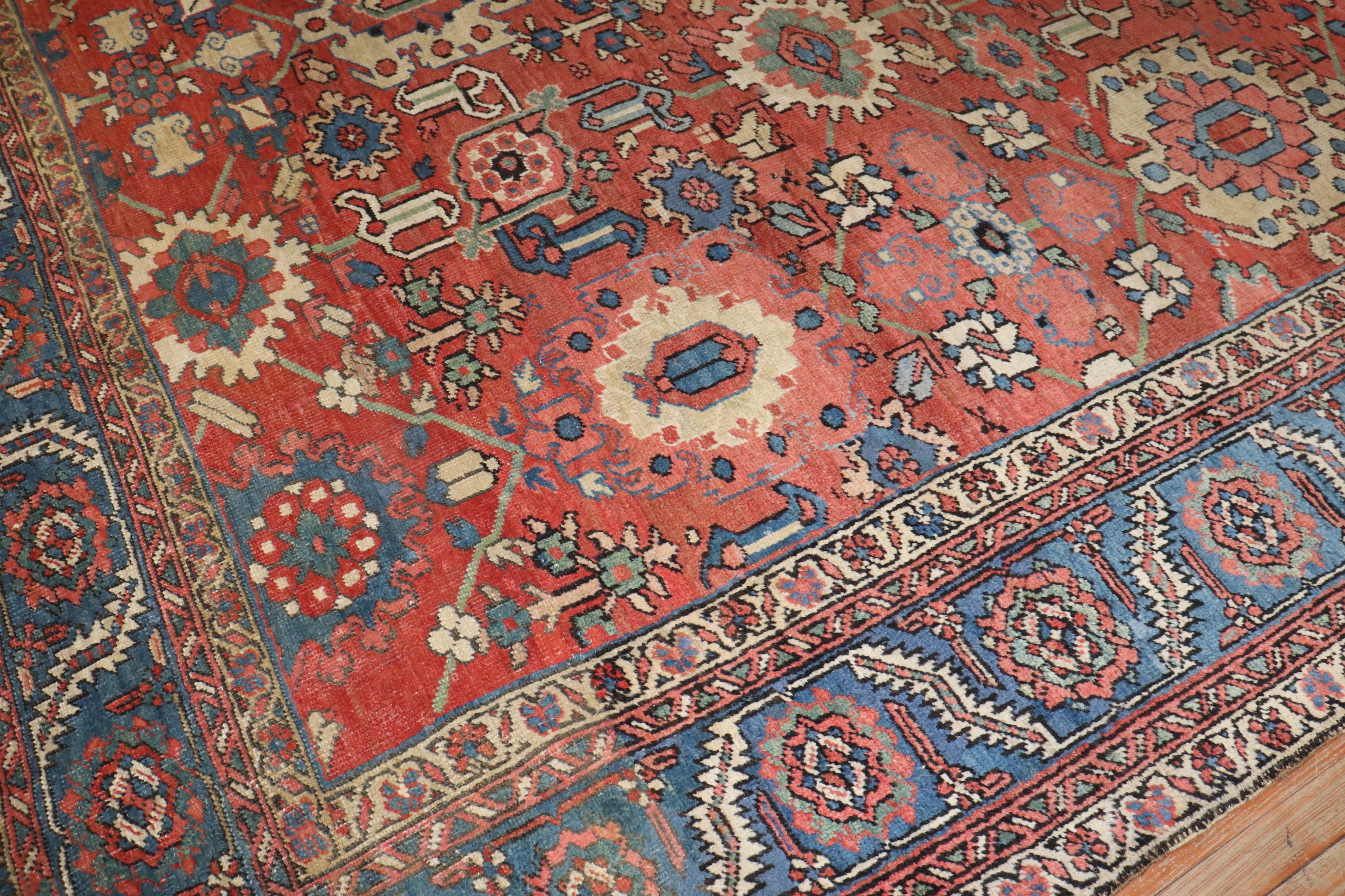 Zabihi Collection Large Antique Persian Heriz Rug For Sale 1