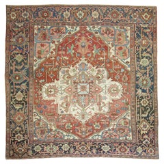 Colección Zabihi Alfombra Heriz Cuadrada Persa Antigua Grande