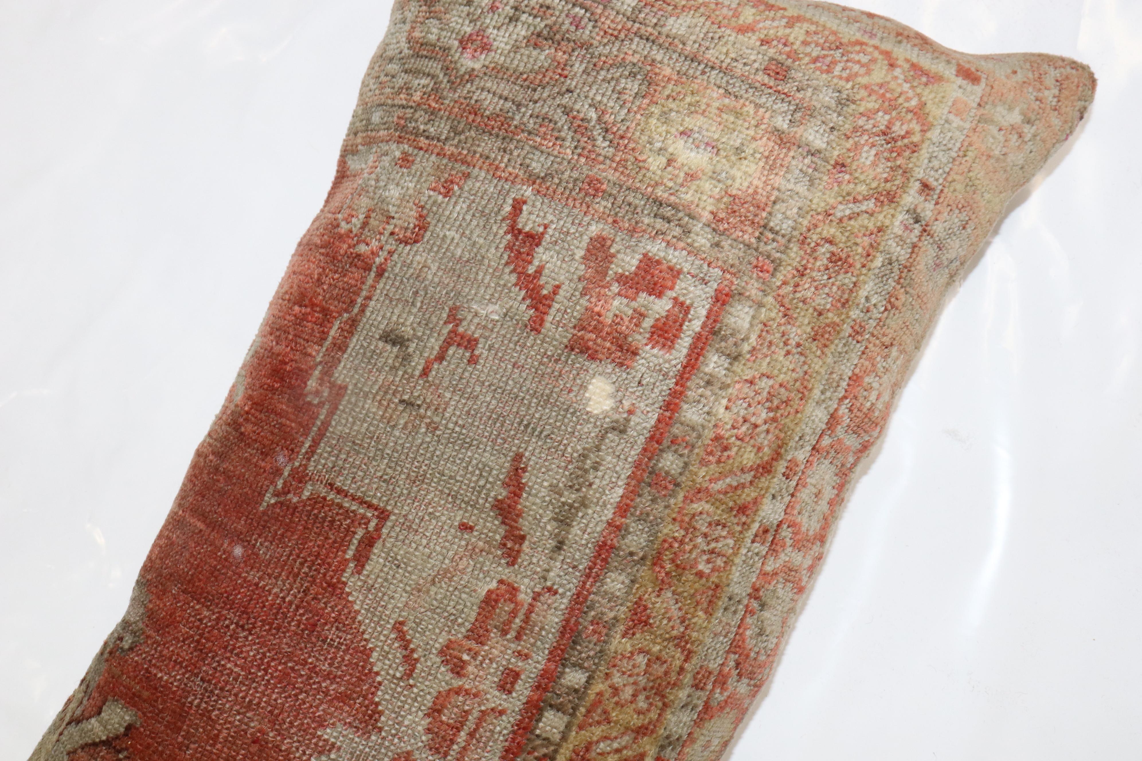 Zabihi Collection Large Antique Turkish Rug Pillow In Fair Condition For Sale In New York, NY