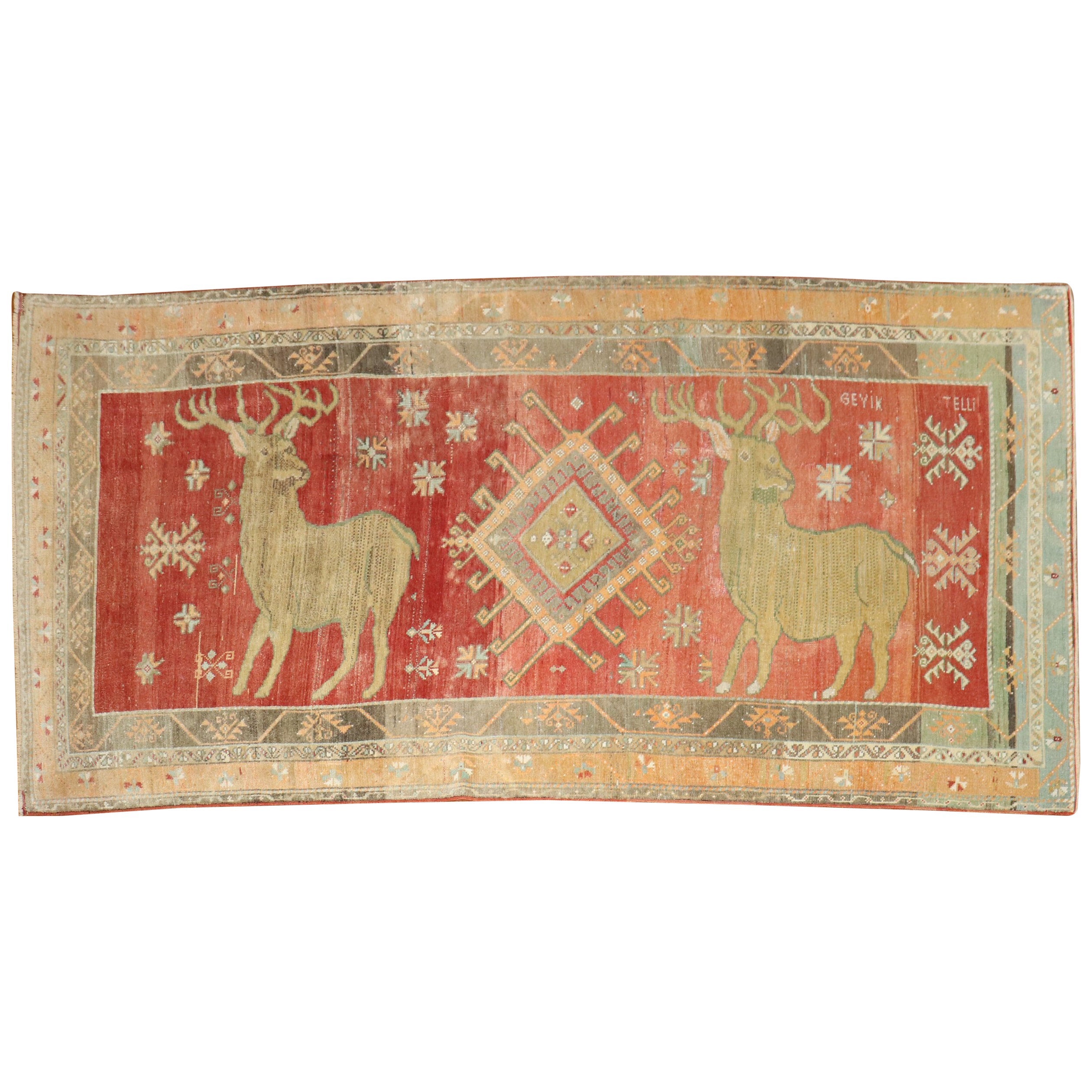 Zabihi Kollektion Großer türkischer Hirsch-pictorial-Teppich