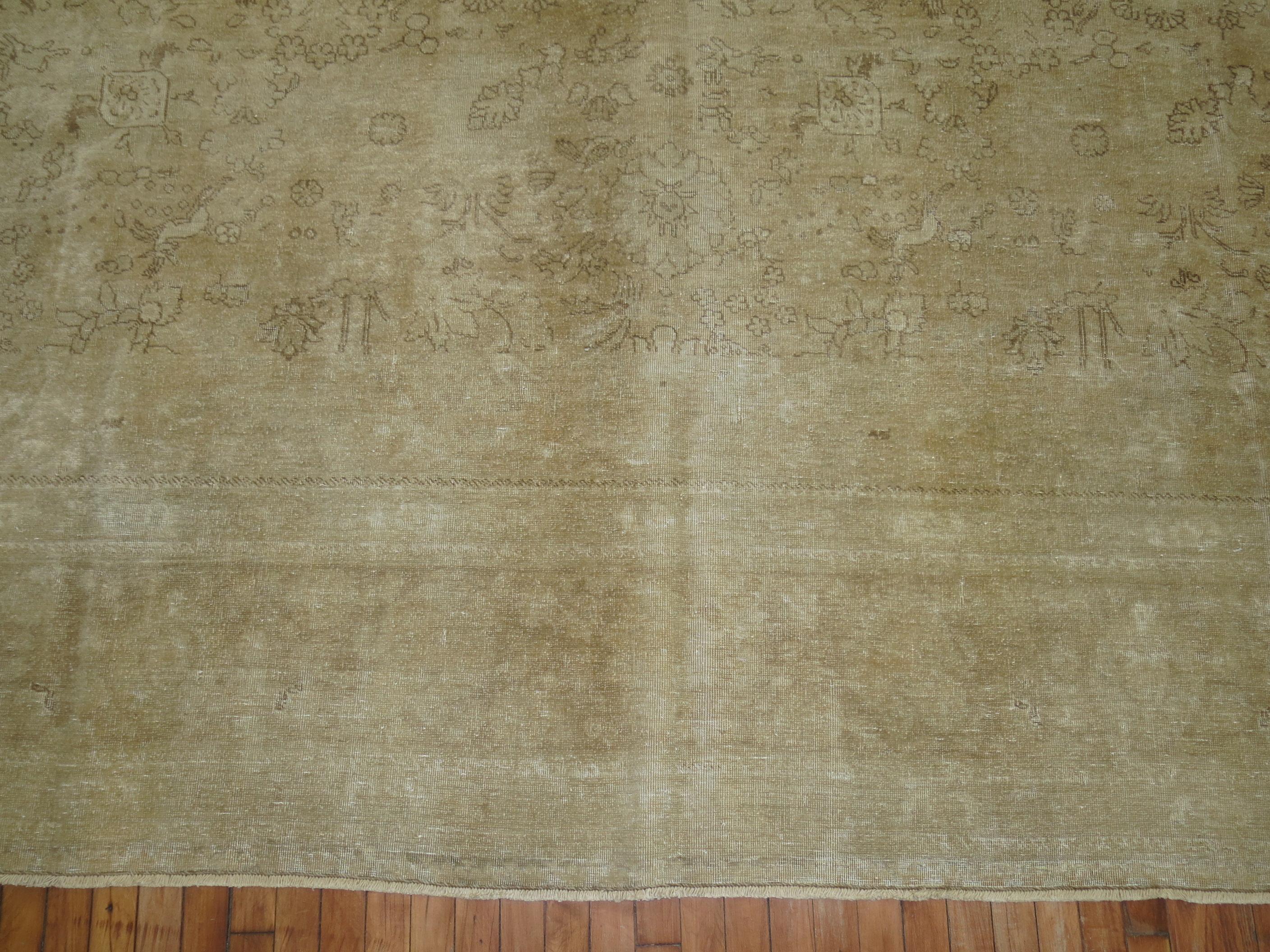 Zabihi Collection Large Pale Antique Persian Tabriz Rug For Sale 3