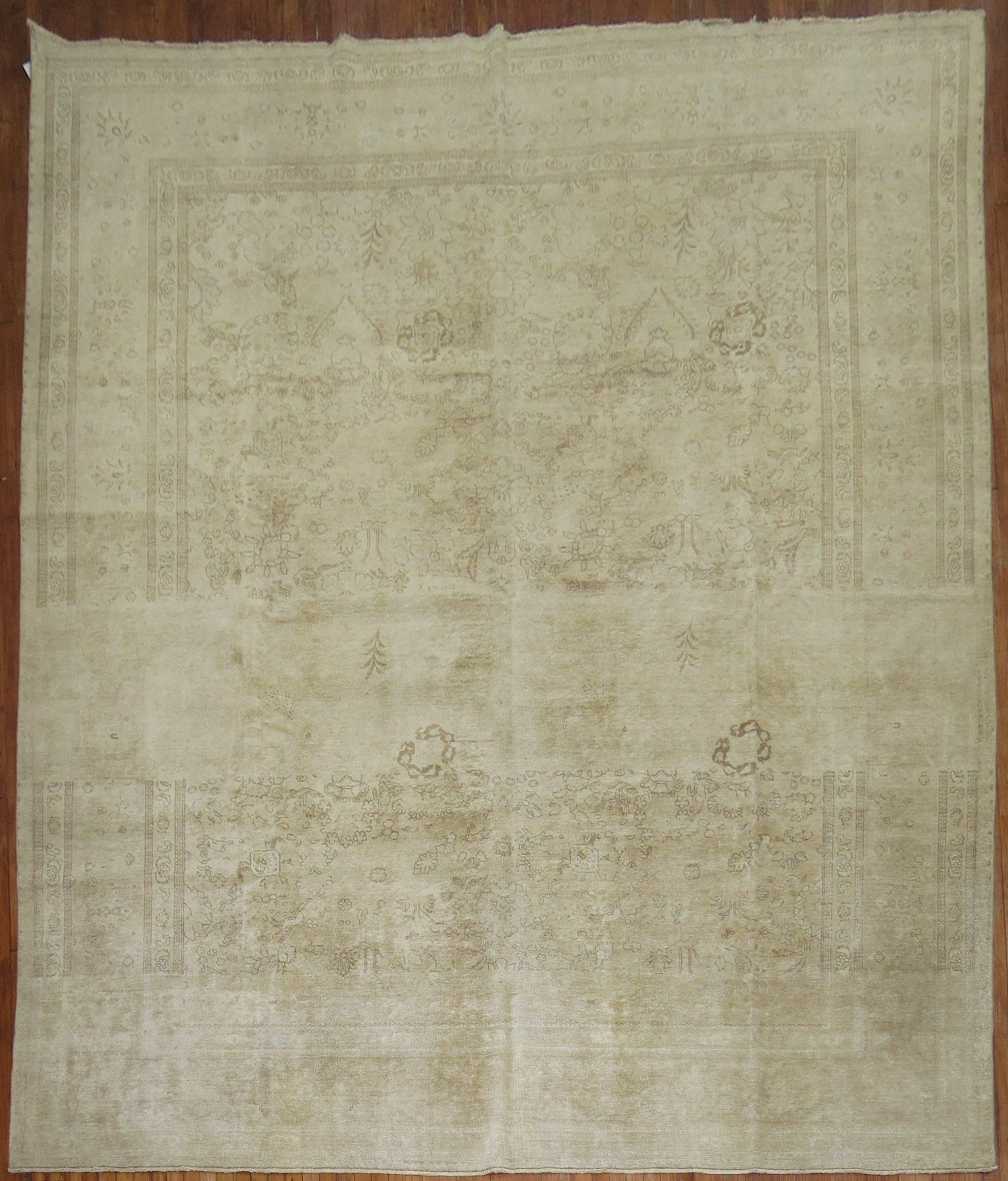 Zabihi Collection Large Pale Antique Persian Tabriz Rug For Sale 4