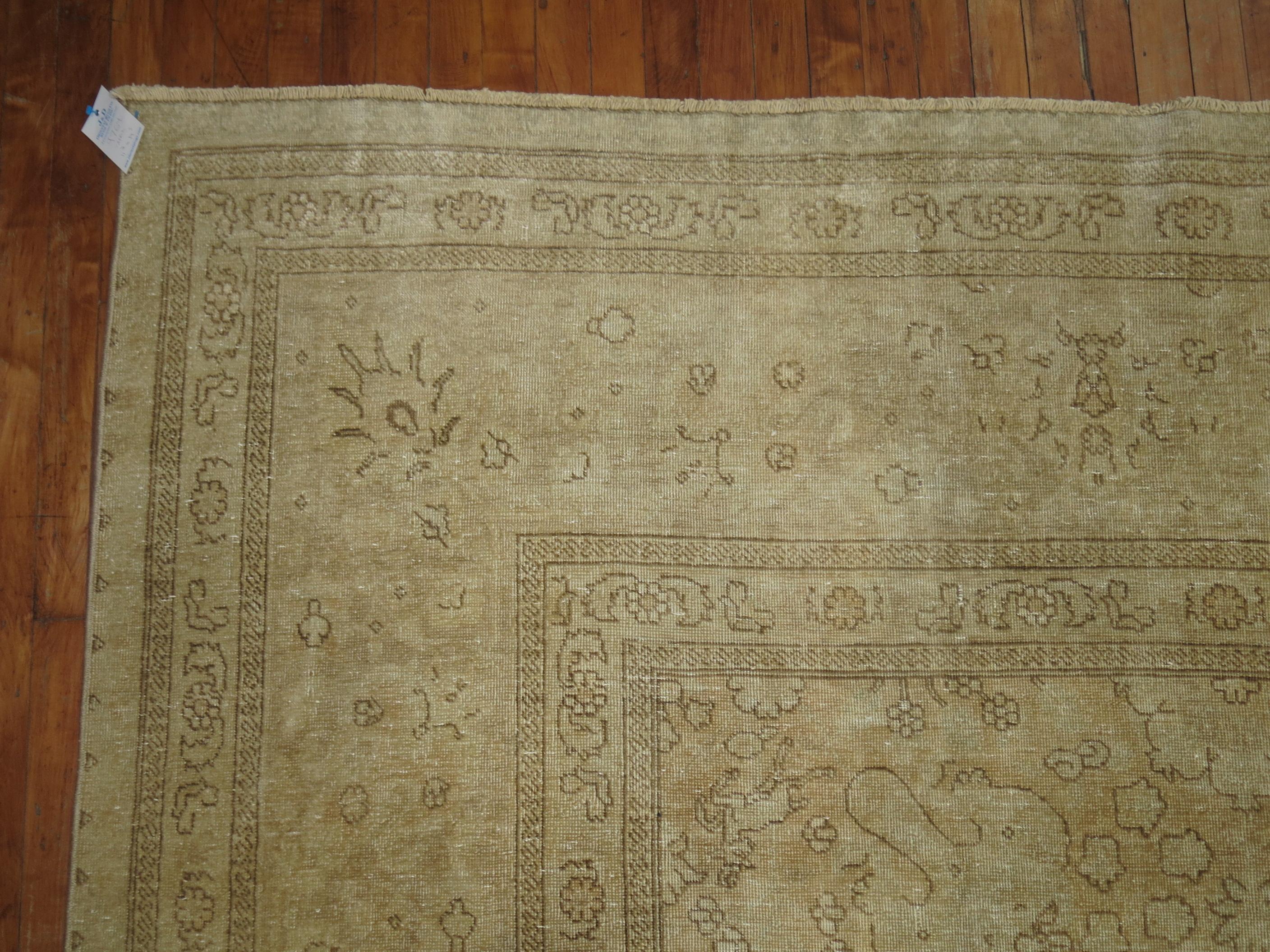 Zabihi Collection Large Pale Antique Persian Tabriz Rug In Good Condition For Sale In New York, NY