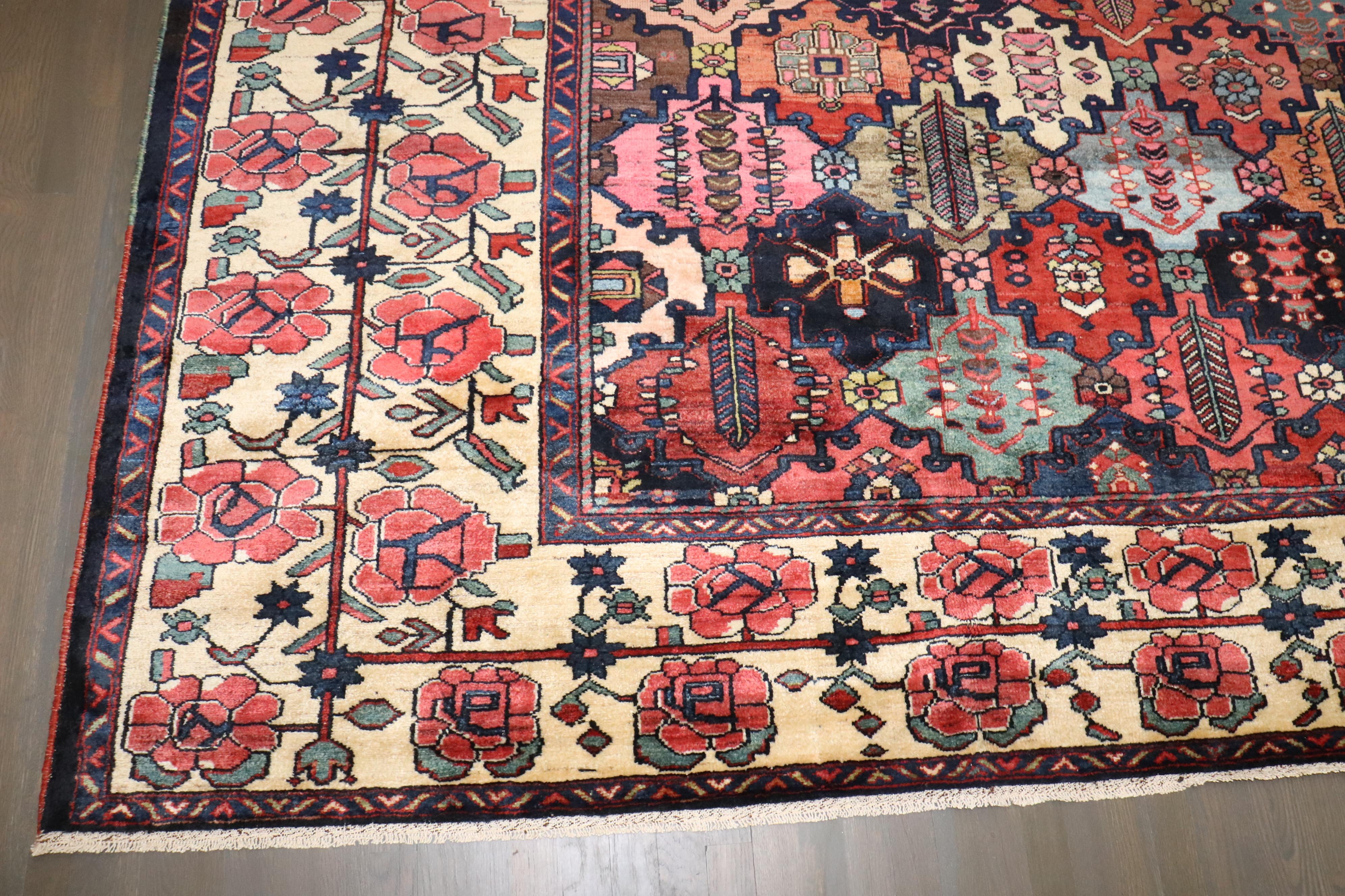 Zabihi Collection Large Persian Antique Bakhtiari Rug For Sale 3