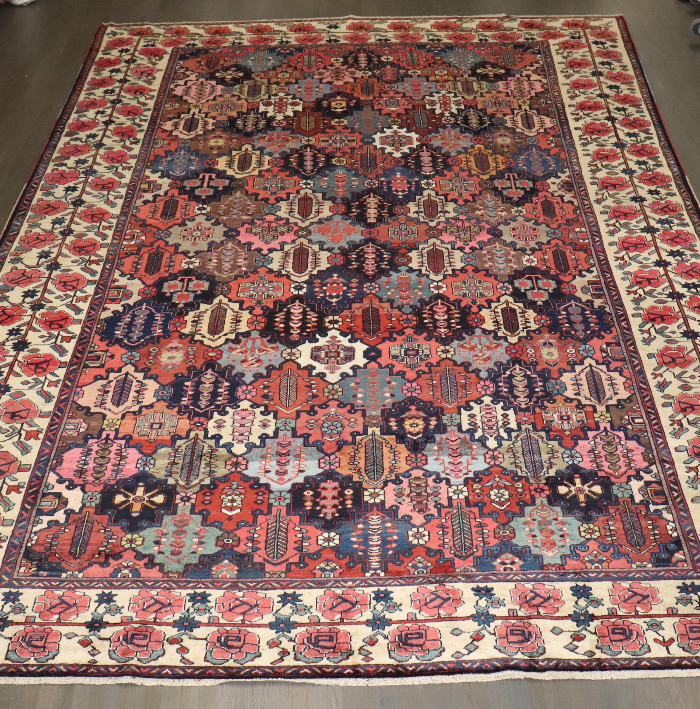 Zabihi Collection Large Persian Antique Bakhtiari Rug For Sale 4