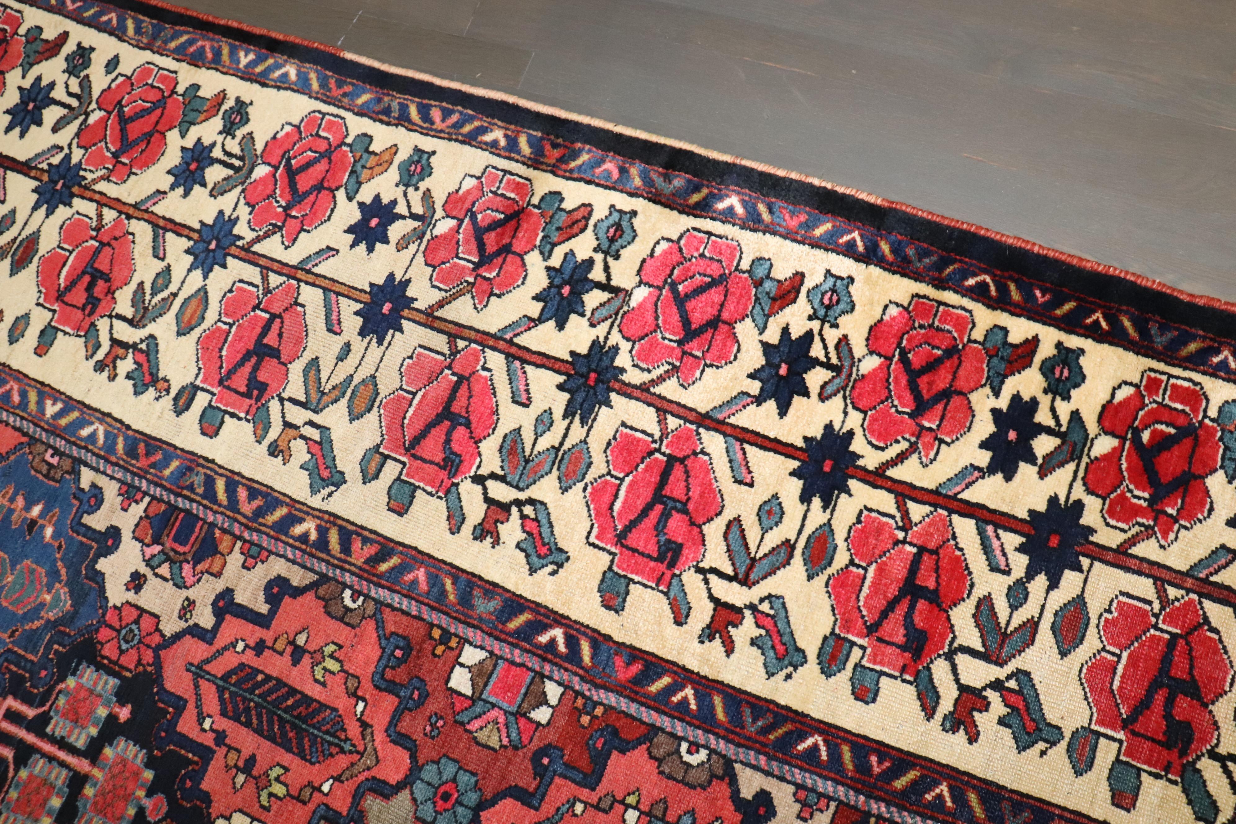 Wool Zabihi Collection Large Persian Antique Bakhtiari Rug For Sale