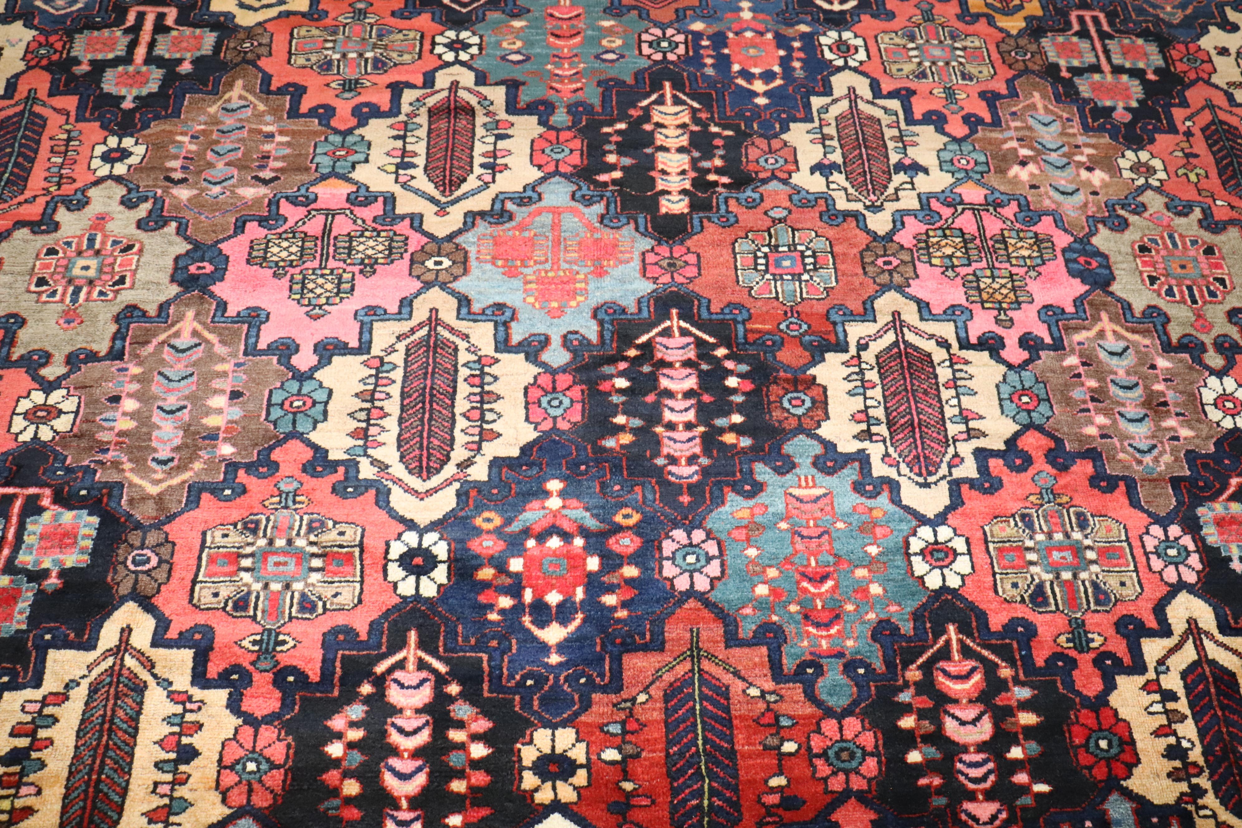 Zabihi Collection Large Persian Antique Bakhtiari Rug For Sale 1