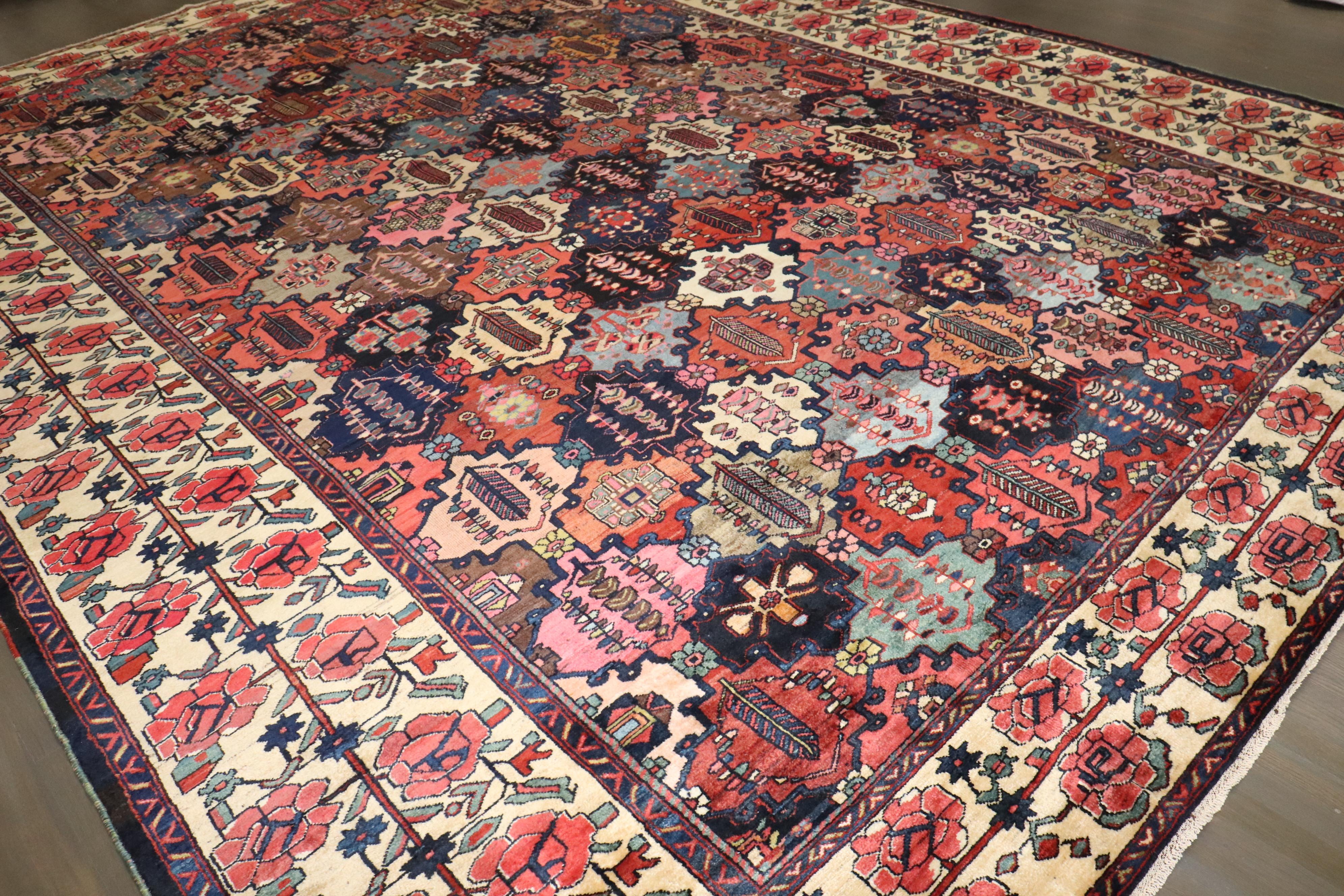 Zabihi Collection Large Persian Antique Bakhtiari Rug For Sale 2