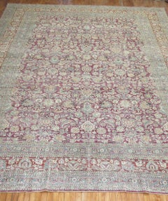 Zabihi Collection Large Raspberry Antique Persian Meshed Rug