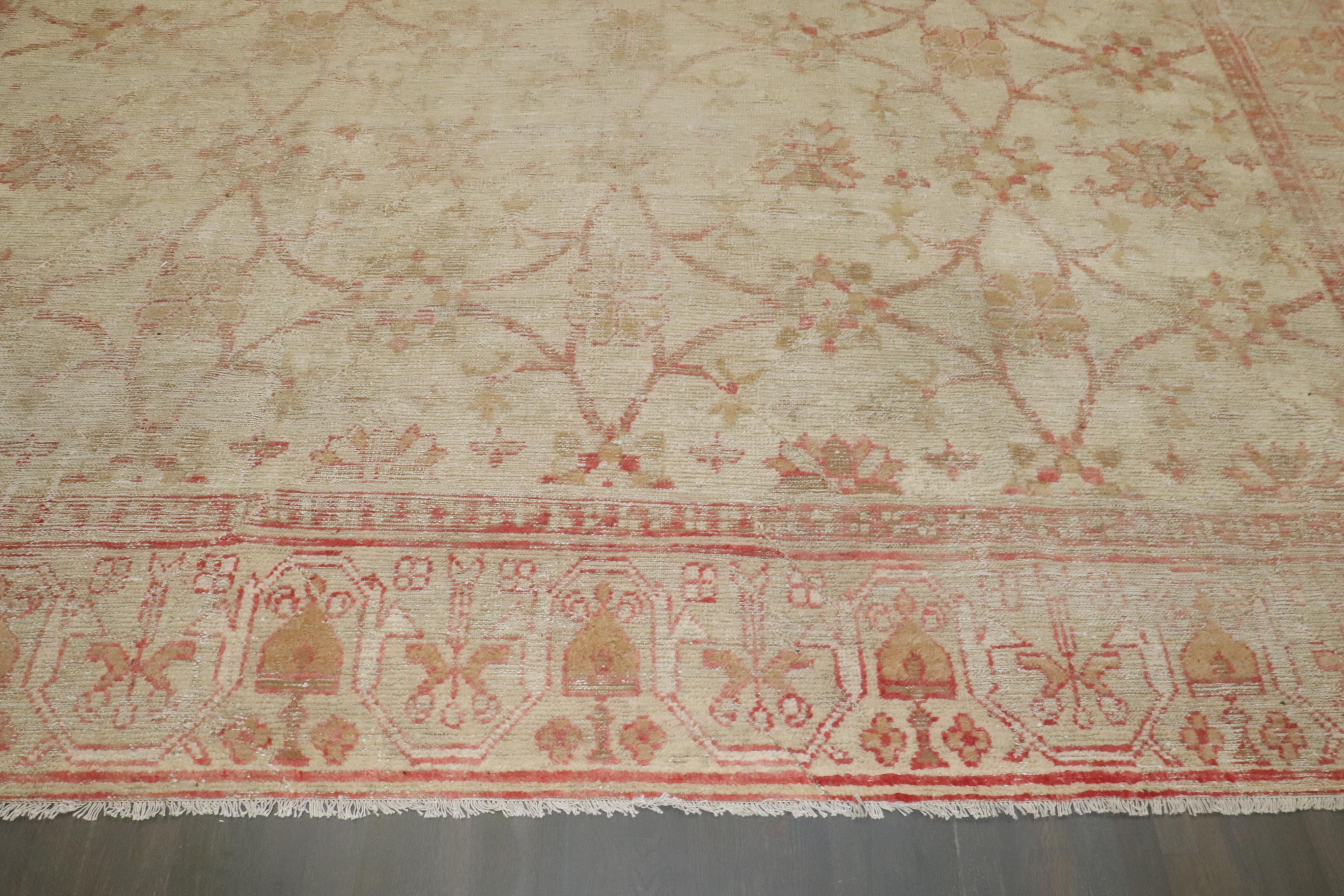 Zabihi Collection Large Square Antique Turkish Ghiordes Worn Rug In Good Condition For Sale In New York, NY