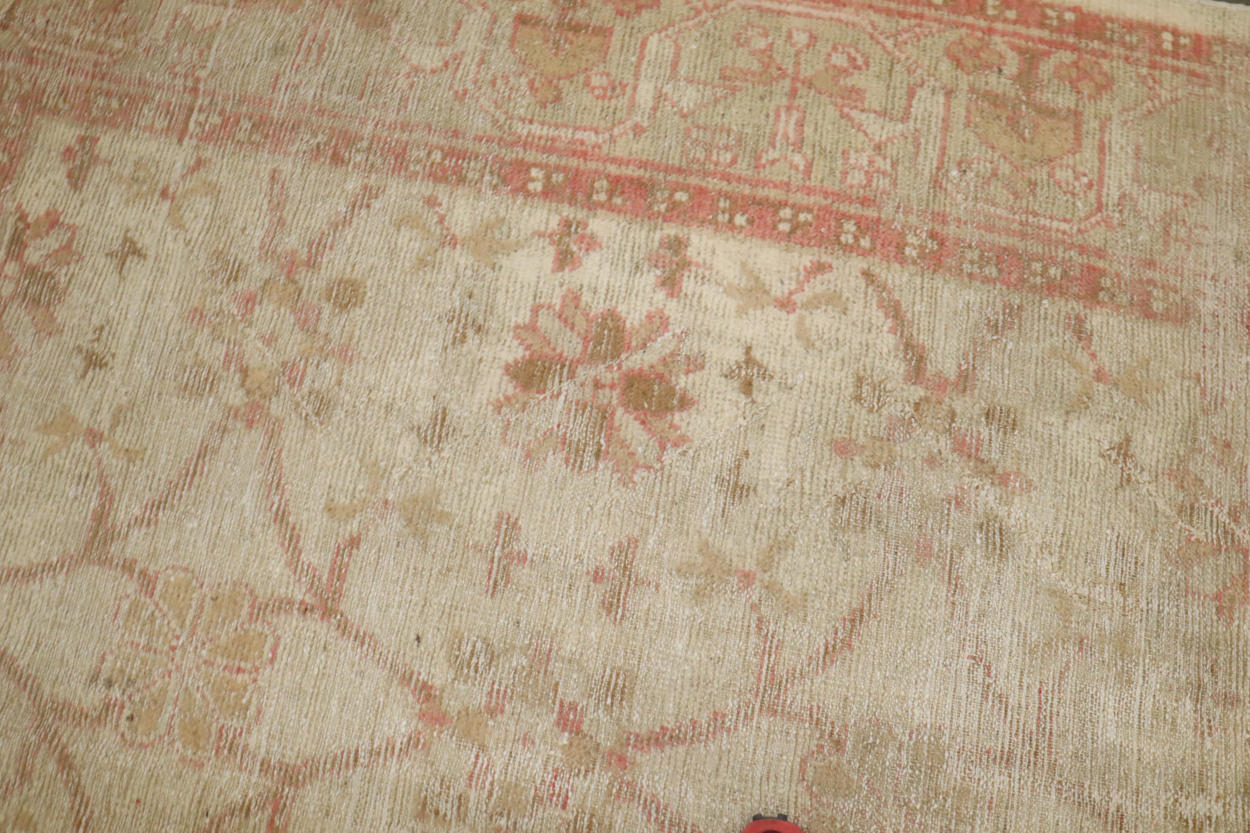 19th Century Zabihi Collection Large Square Antique Turkish Ghiordes Worn Rug For Sale