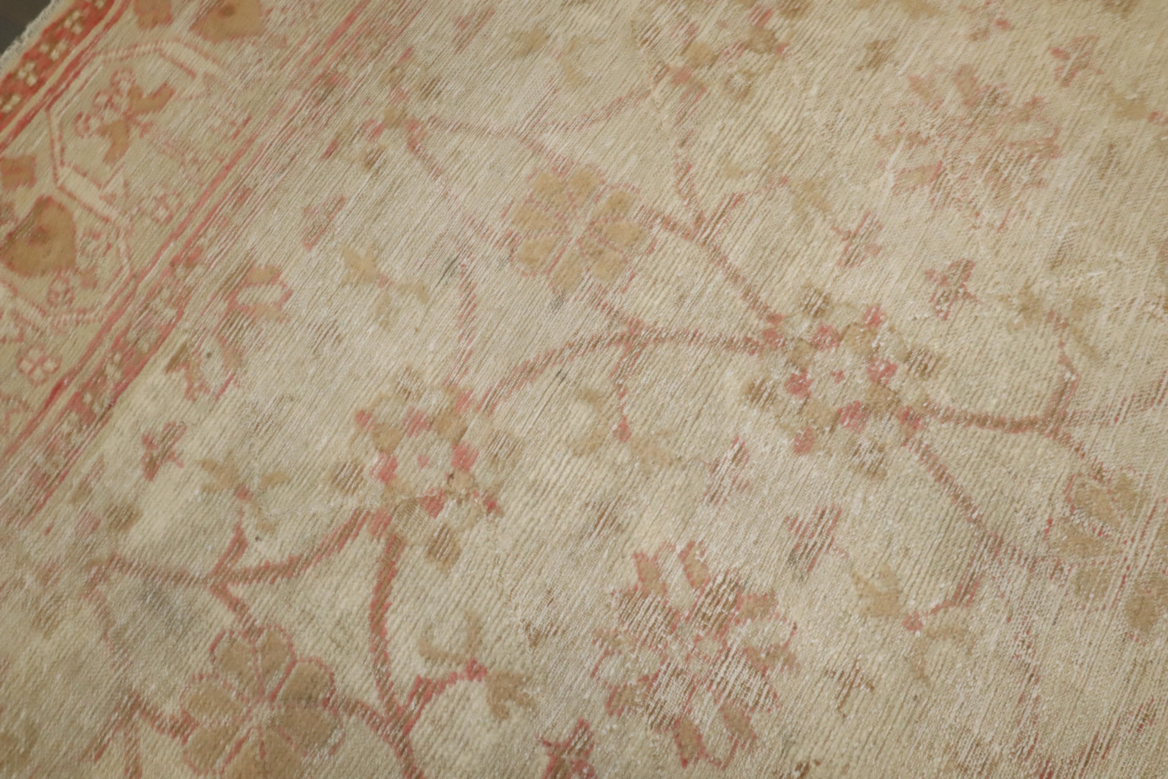 Wool Zabihi Collection Large Square Antique Turkish Ghiordes Worn Rug For Sale