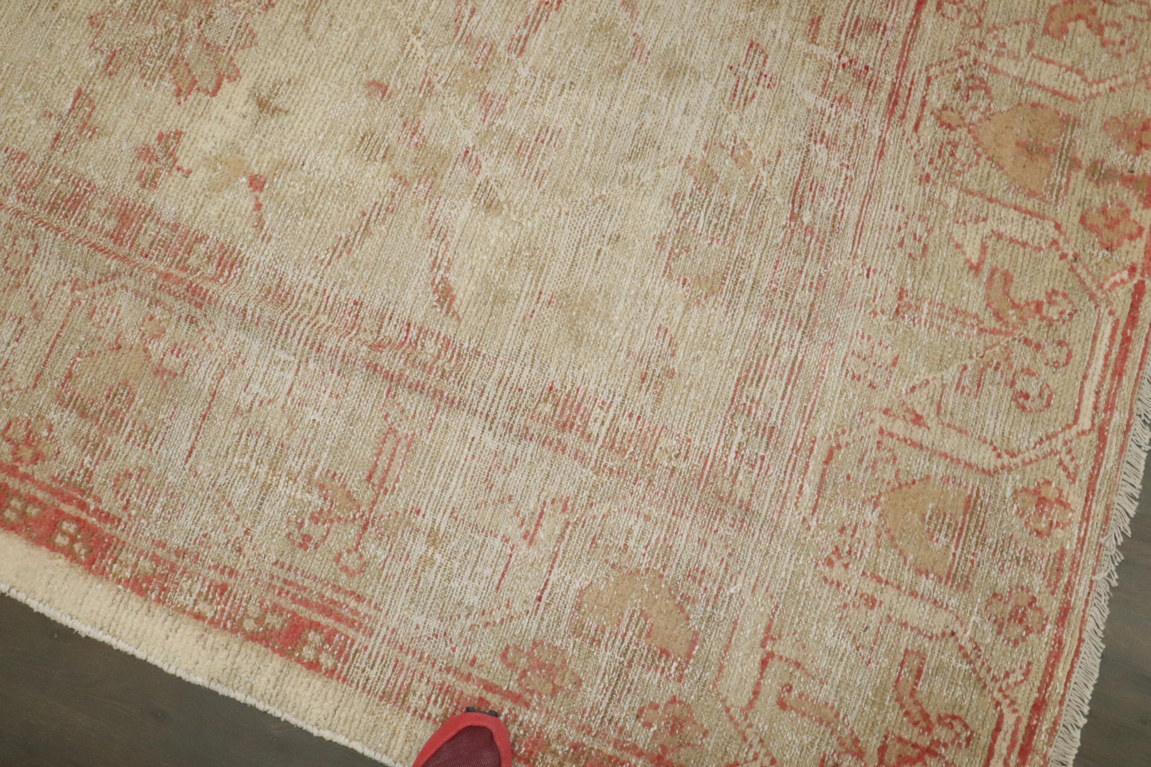 Zabihi Collection Large Square Antique Turkish Ghiordes Worn Rug For Sale 2