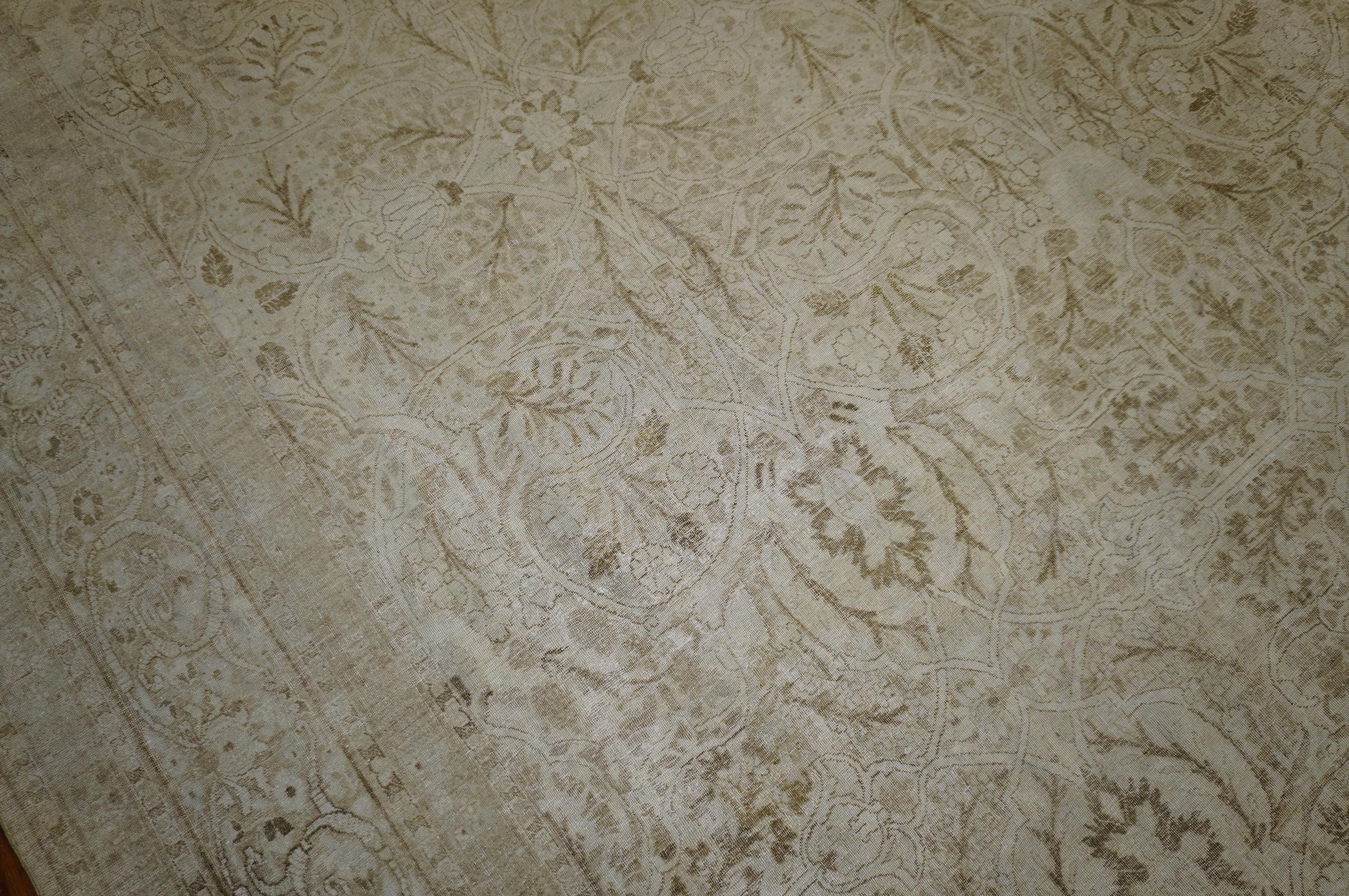 Tessuto a mano Tappeto Tabriz persiano antico bianco grande della Collection'S in vendita