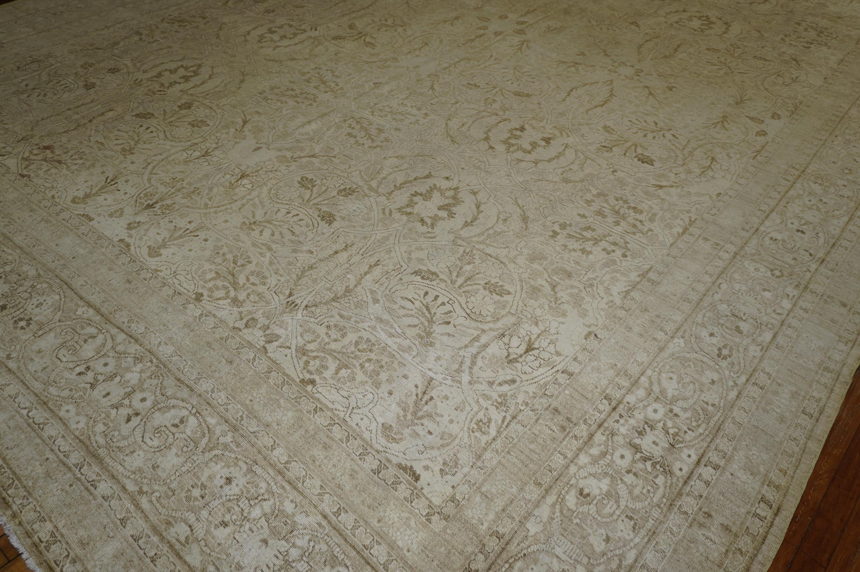 XX secolo Tappeto Tabriz persiano antico bianco grande della Collection'S in vendita