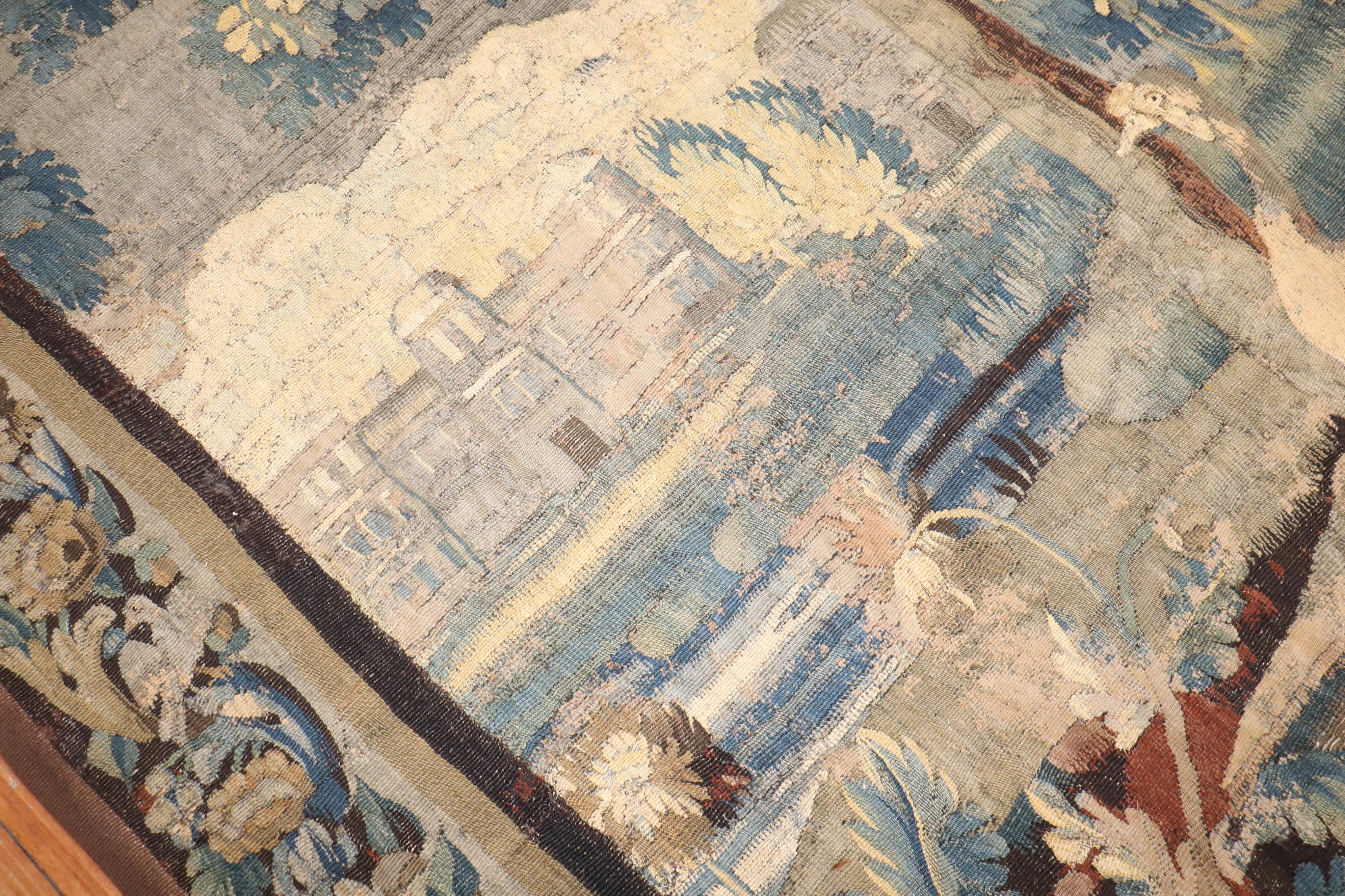 French Provincial Zabihi Collection Late 18th Century Flemish Verdure Tapestry  For Sale