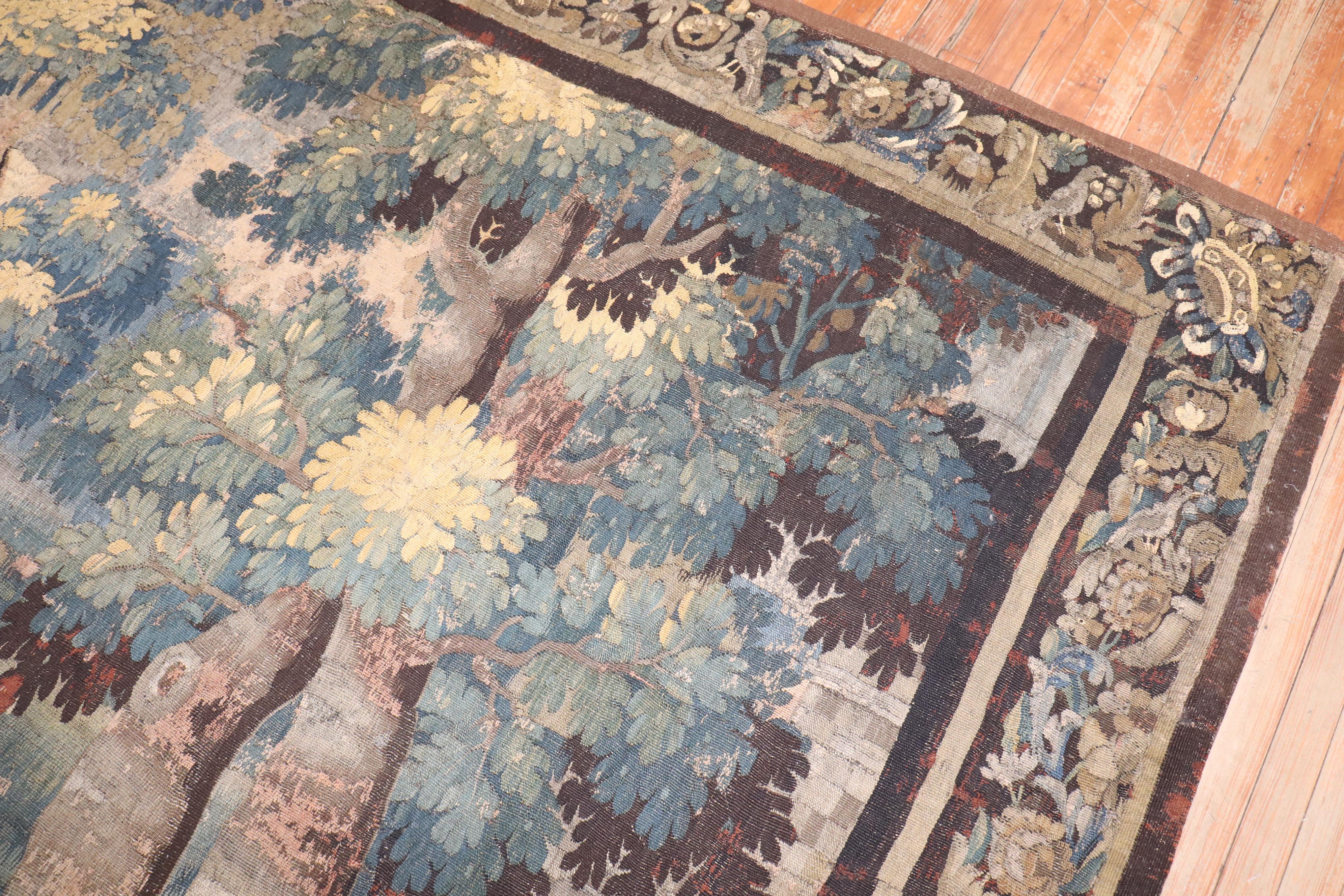 Zabihi Collection Late 18th Century Flemish Verdure Tapestry  In Fair Condition For Sale In New York, NY