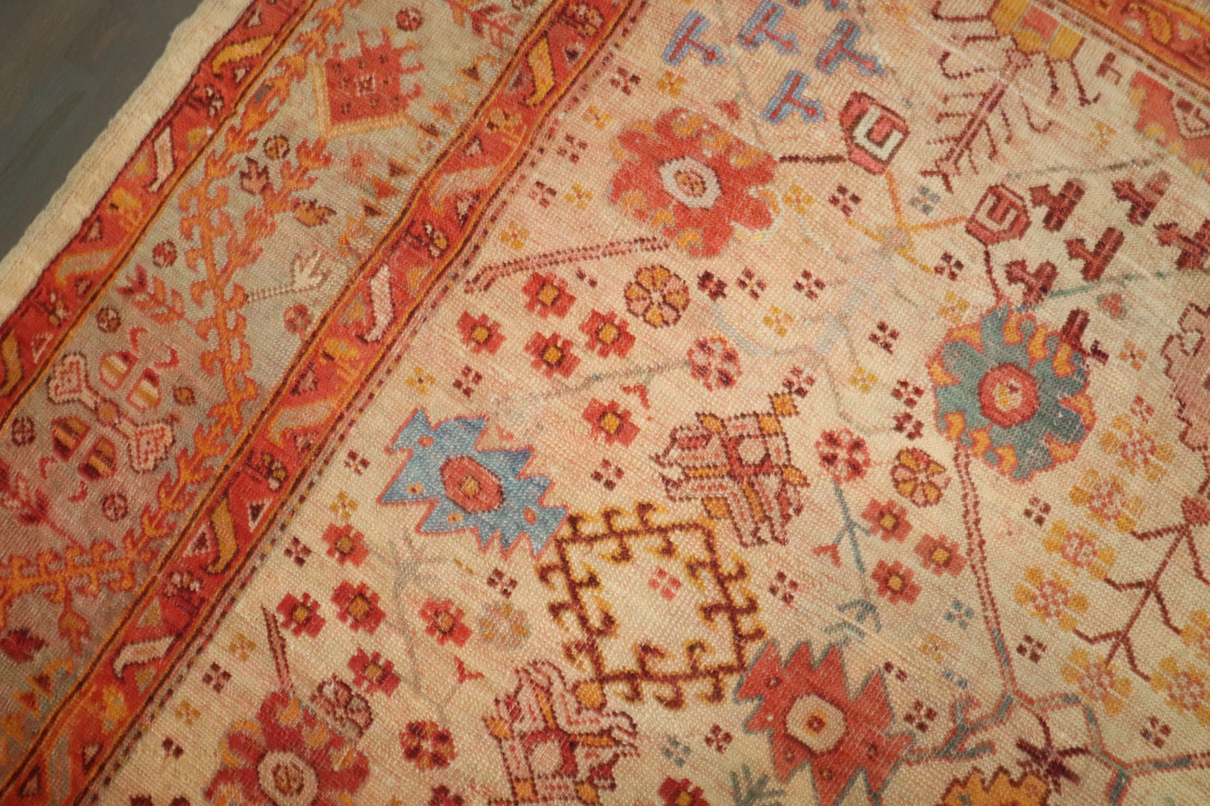
Late 19th Century ivory field Antique Oushak Rug

Details
rug no.	j4082
size	8' 2