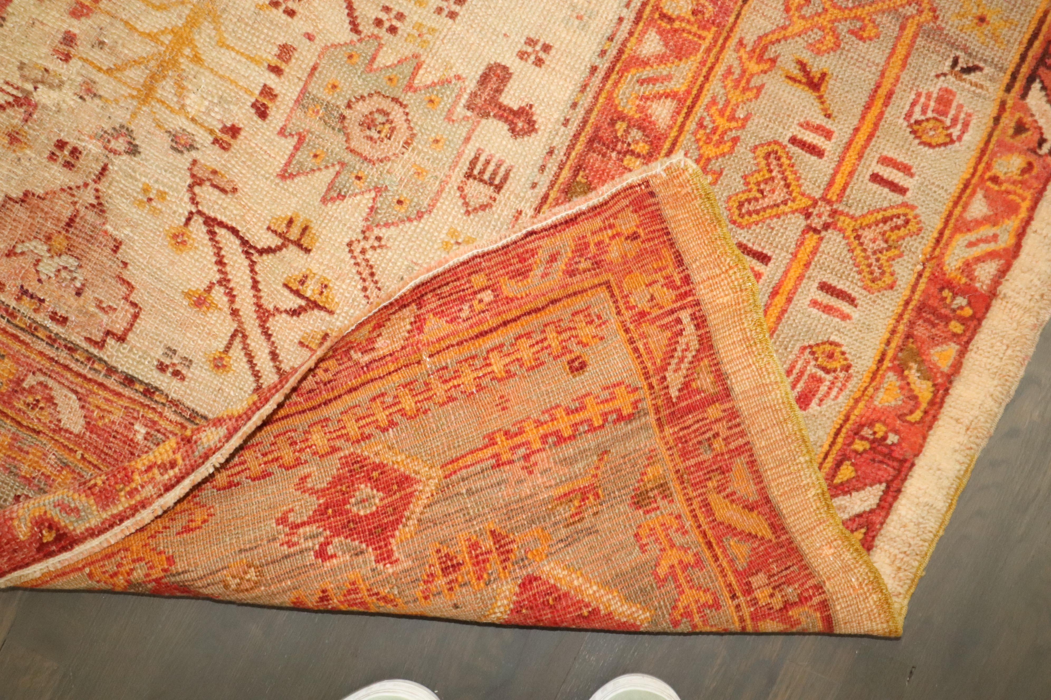 Zabihi Collection Late 19th Century Antique Turkish Oushak Rug For Sale 3