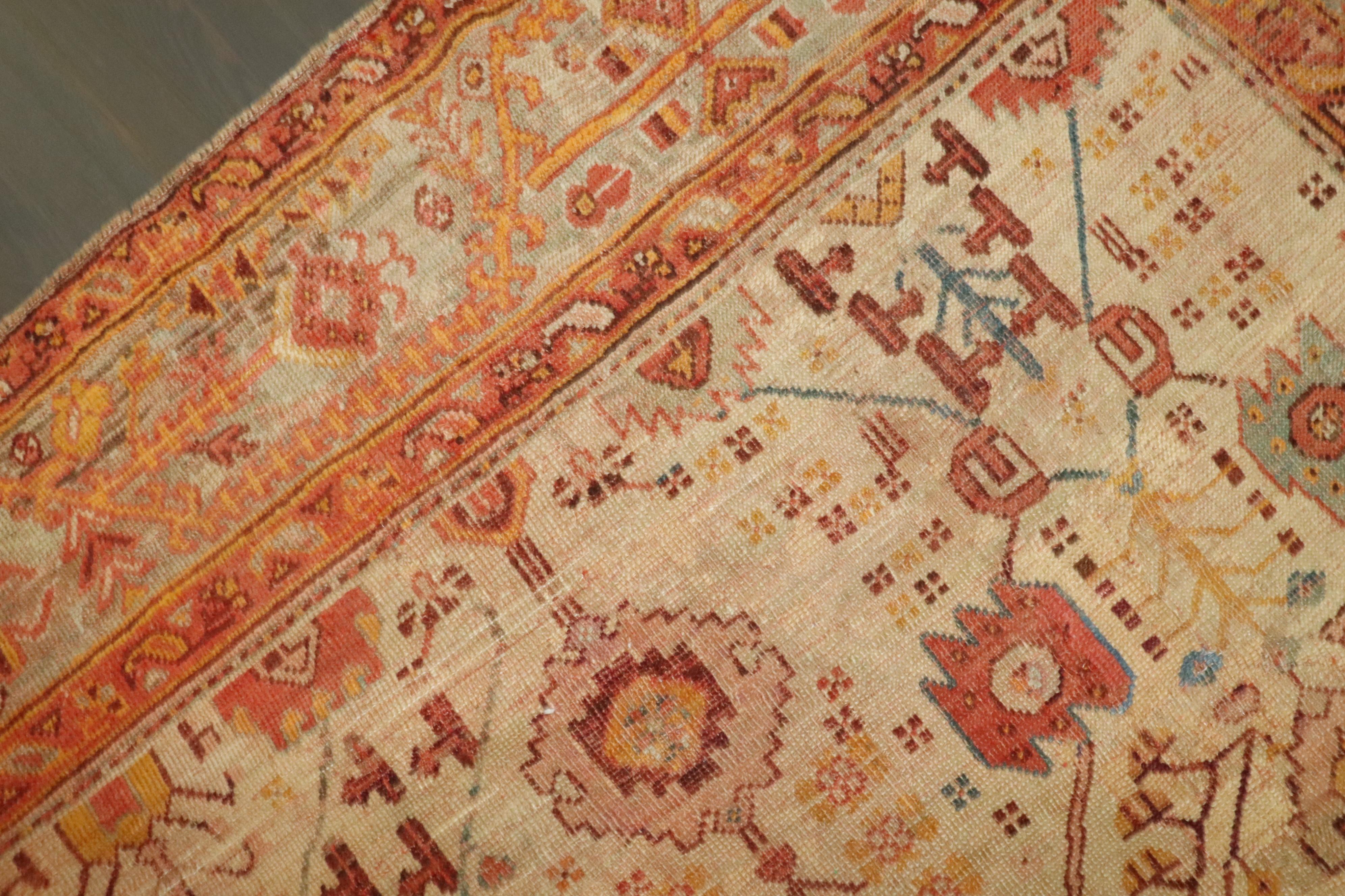 Zabihi Collection Late 19th Century Antique Turkish Oushak Rug For Sale 4