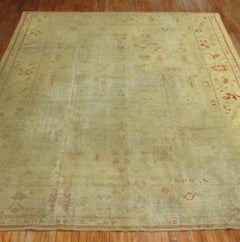 Zabihi Collection Late 19th Century Antique Turkish Oushak Worn Rug