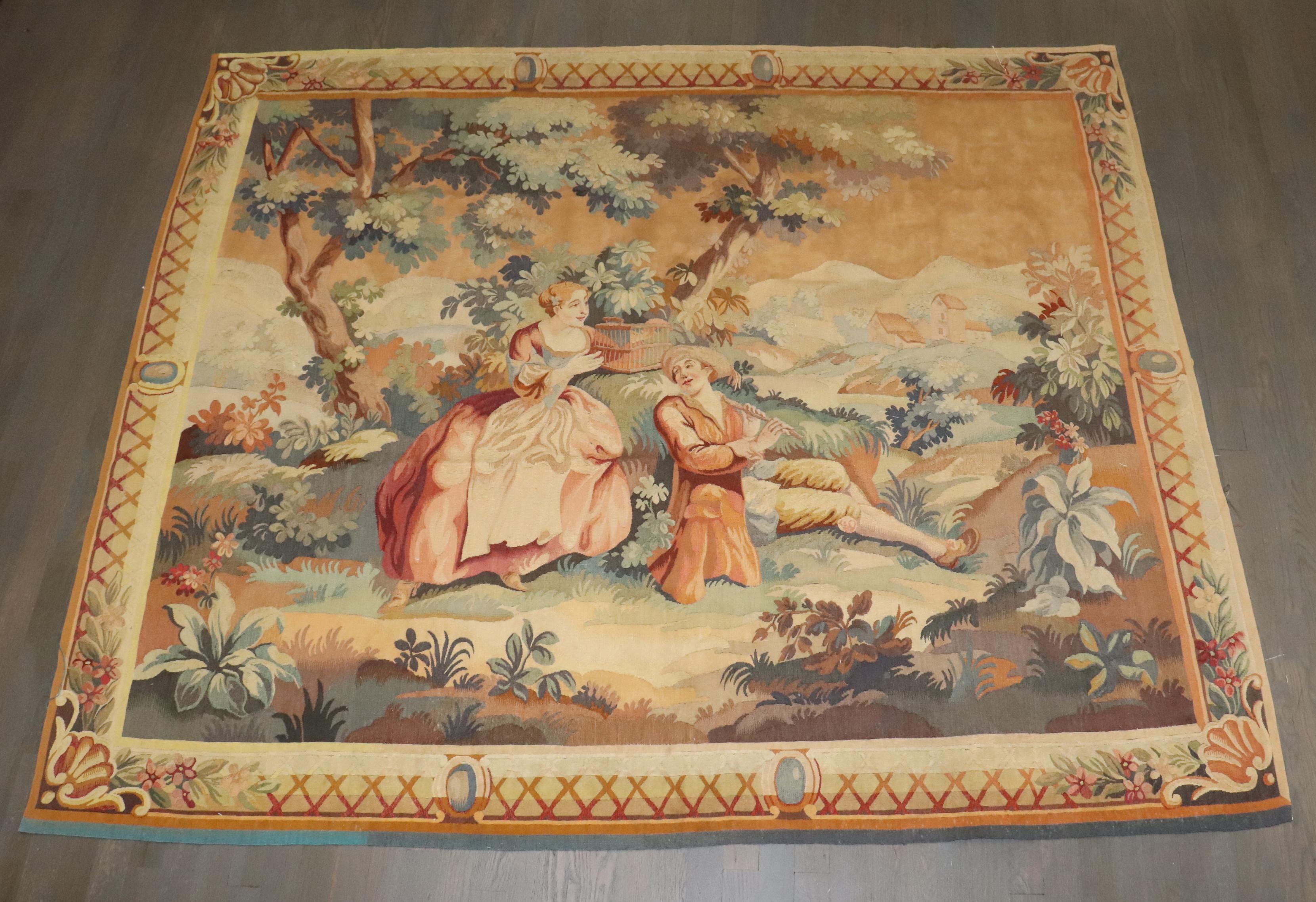 Belle Époque Zabihi Collection late 19th Century French Tapestry For Sale
