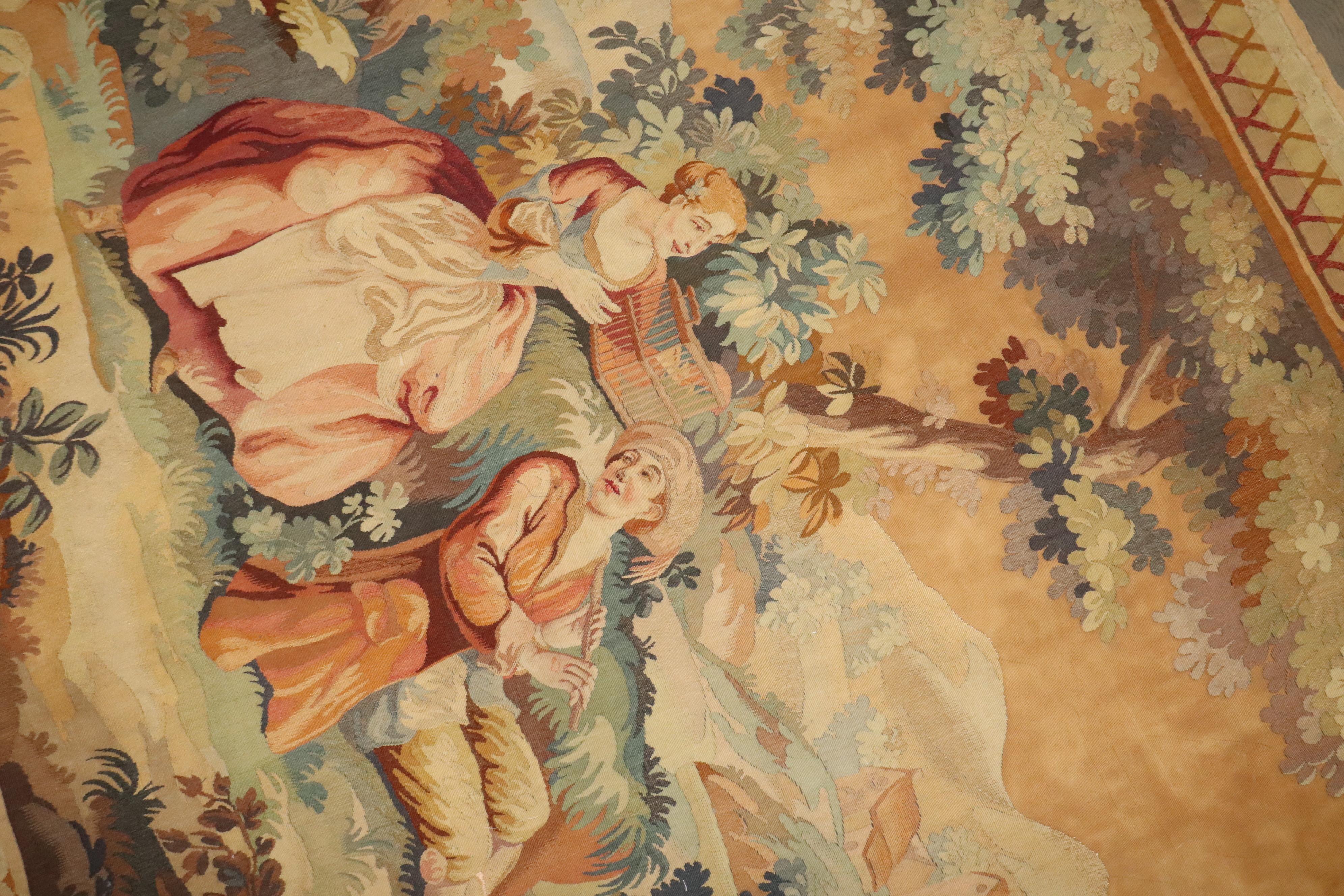 Wool Zabihi Collection late 19th Century French Tapestry For Sale