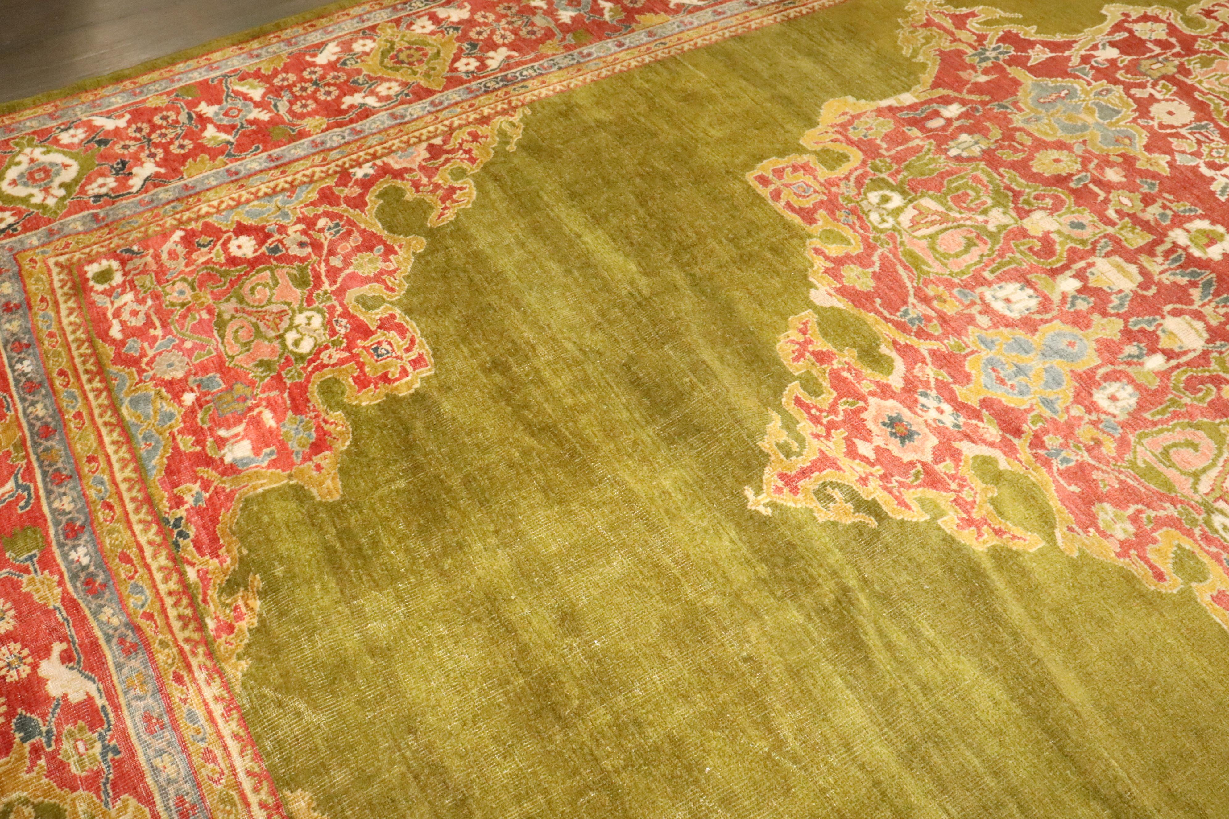 Grüner Sultanabad-Teppich aus der Zabihi-Kollektion des späten 19. Jahrhunderts im Angebot 4